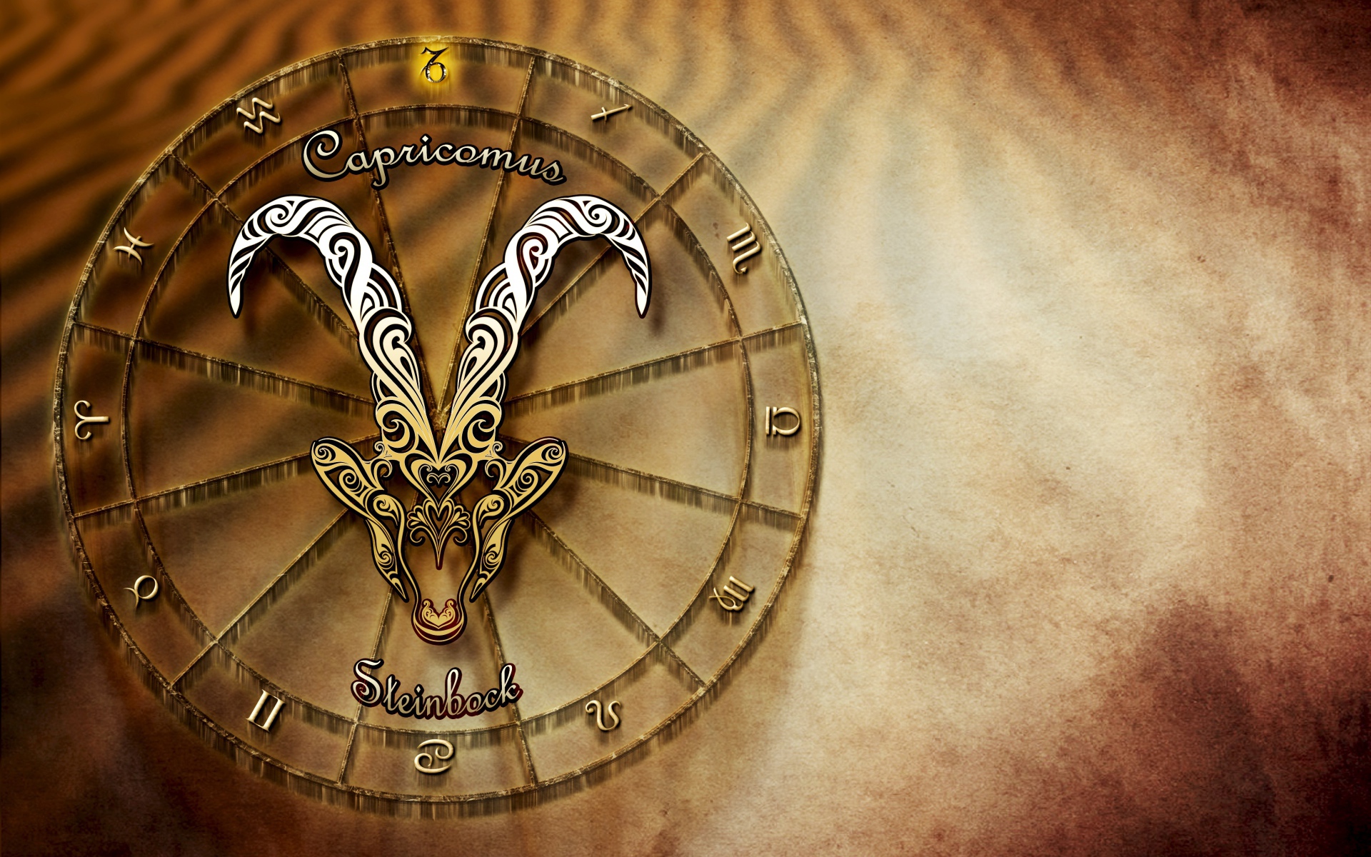 Зодиакальный знак козерог на оранжевом фоне