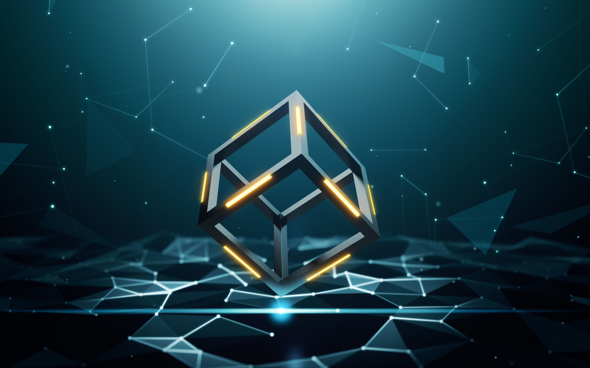 Куб 3д с созвездиями на черном фоне