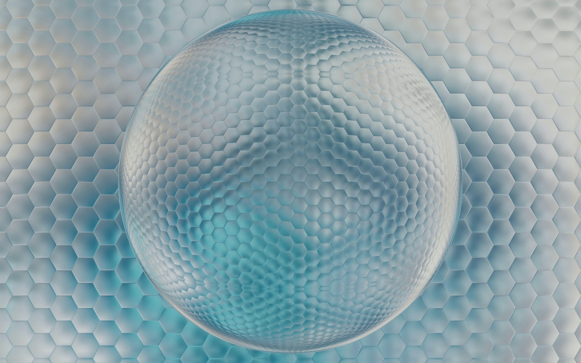 Большой 3д шар на сером фоне с сотами