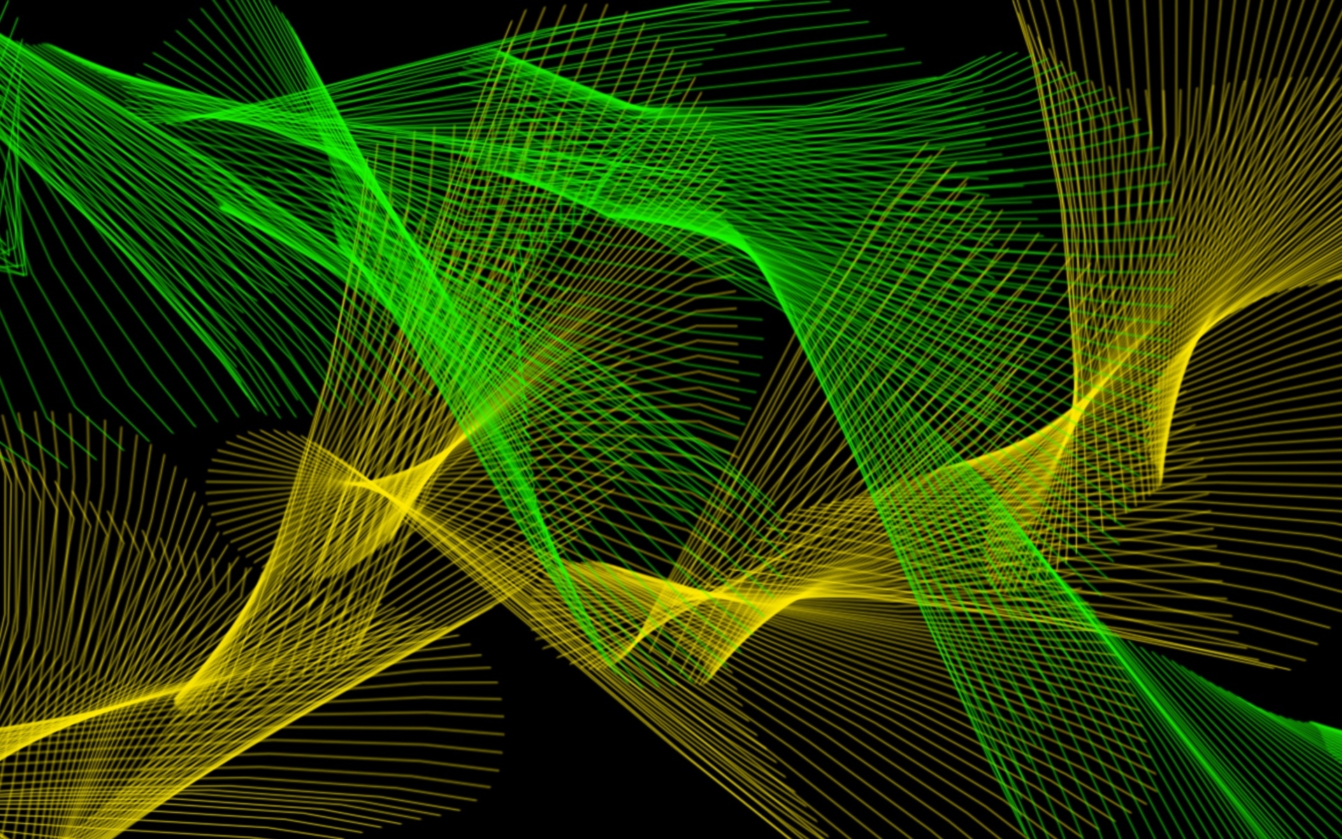 Желтая и зеленая абстрактная сетка на черном фоне