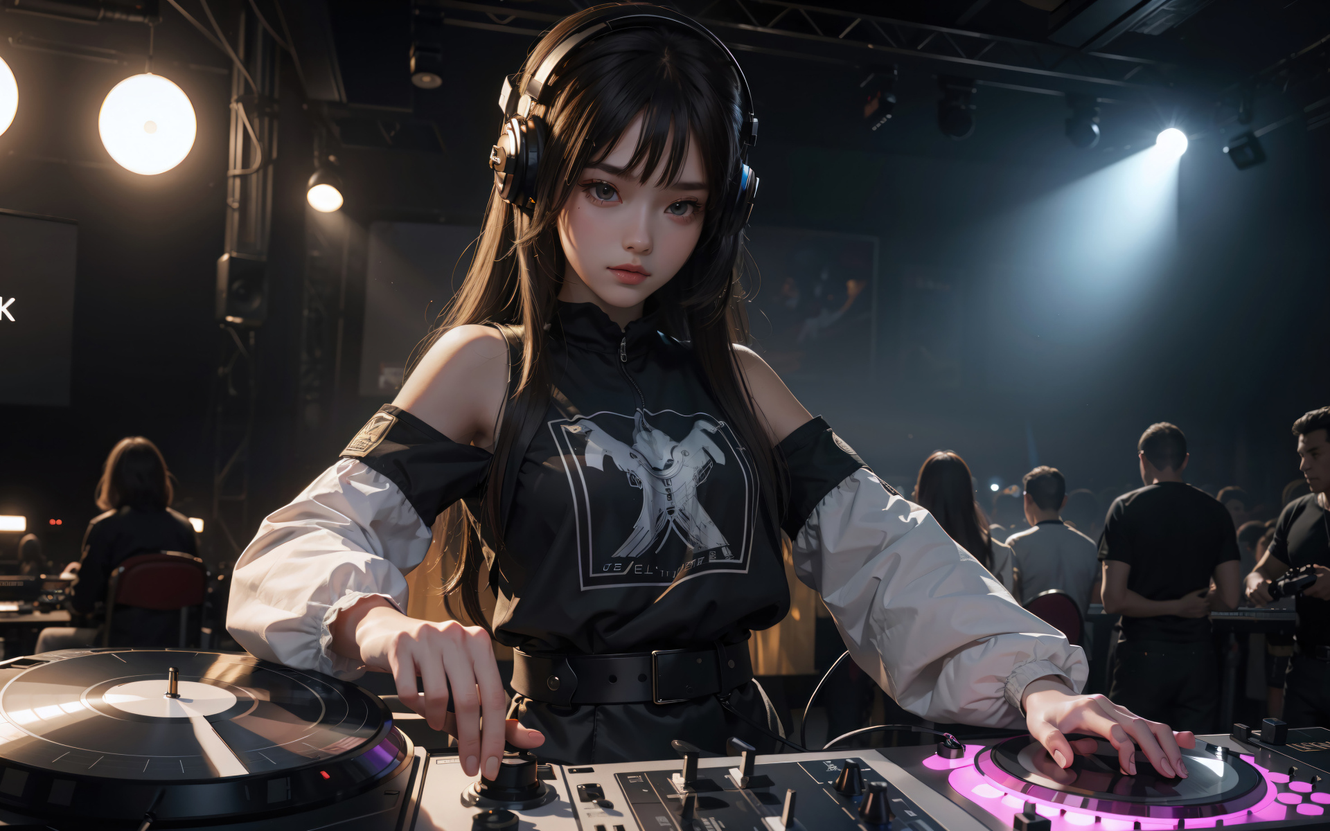 Девушка аниме за диджейским пультом