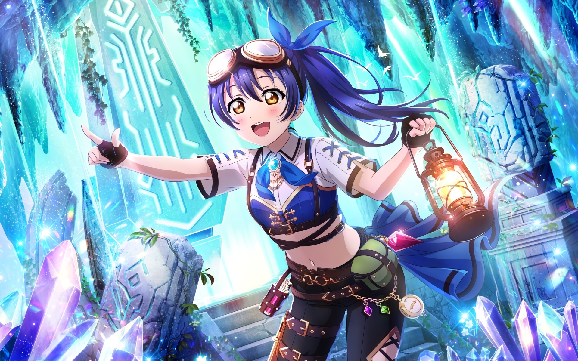 Девушка аниме с фонарем в руке