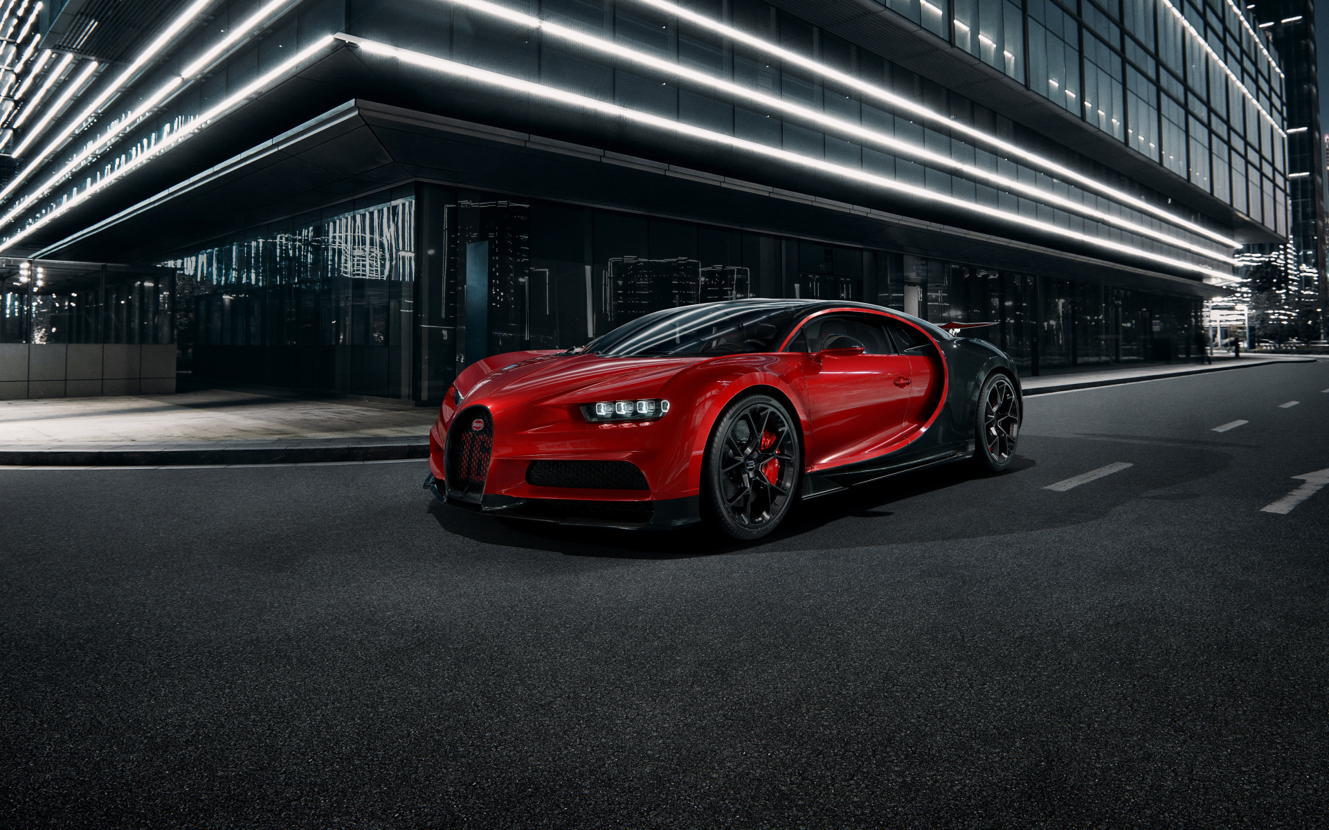 Красный Bugatti Chiron Sport