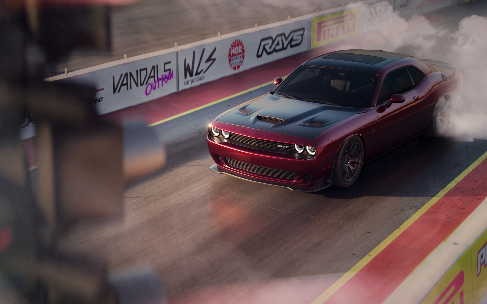 Автомобиль Dodge Challenger SRT Hellcat на гонках