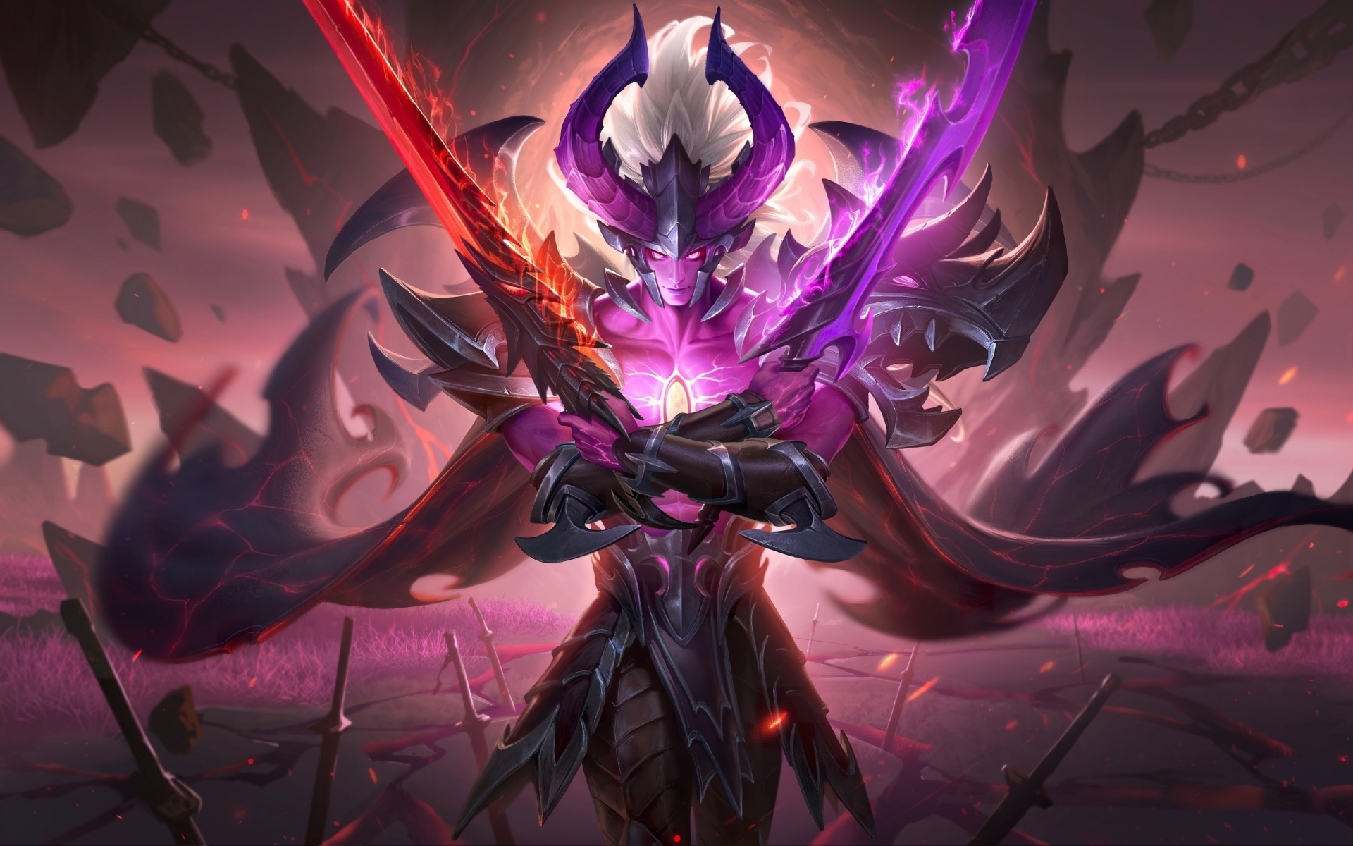 Фантастический воин с мечами