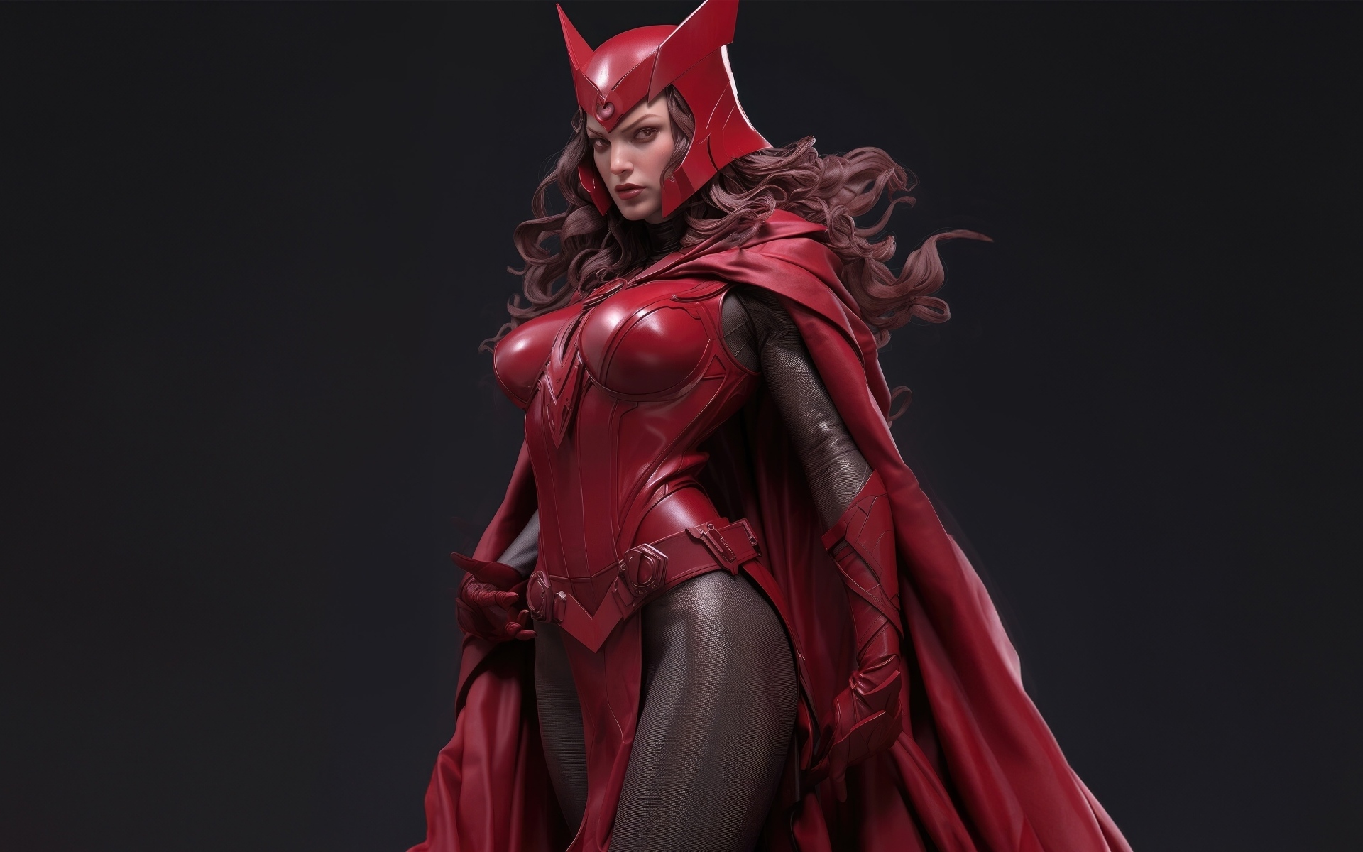 Девушка супергерой в красном костюме