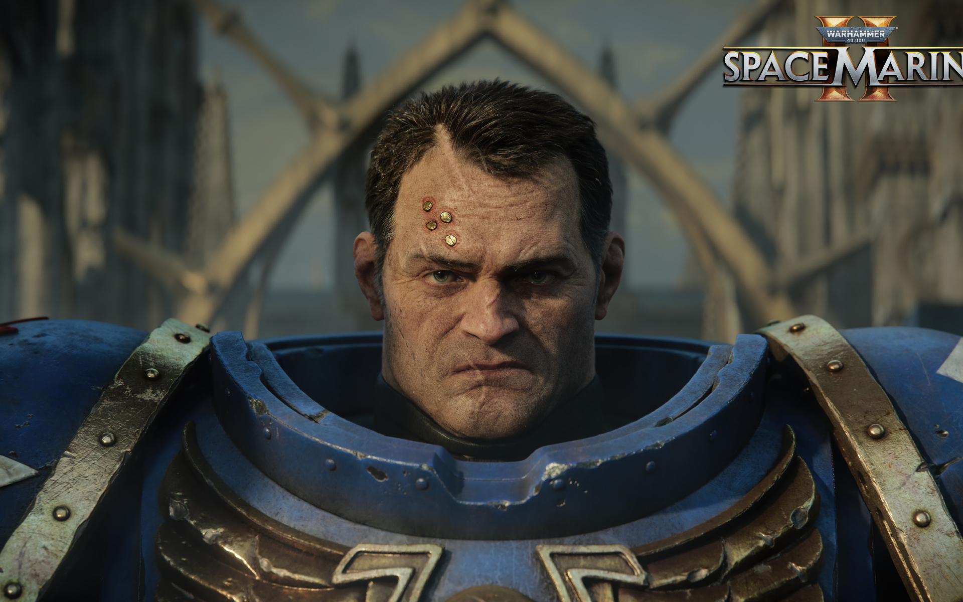 Мужчина персонаж компьютерной игры Warhammer 40,000: Space Marine 2