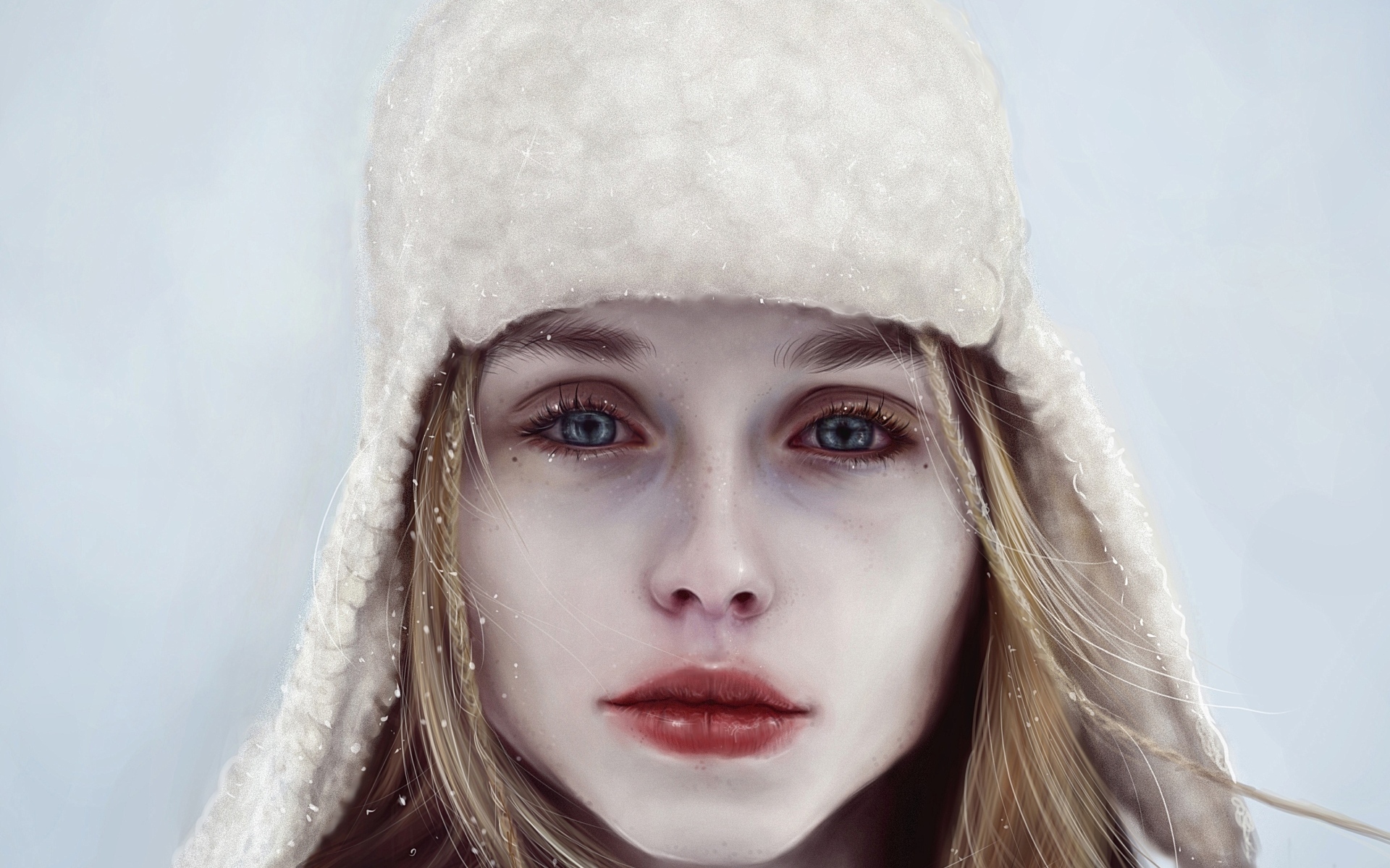 Грустная голубоглазая девушка в шапке