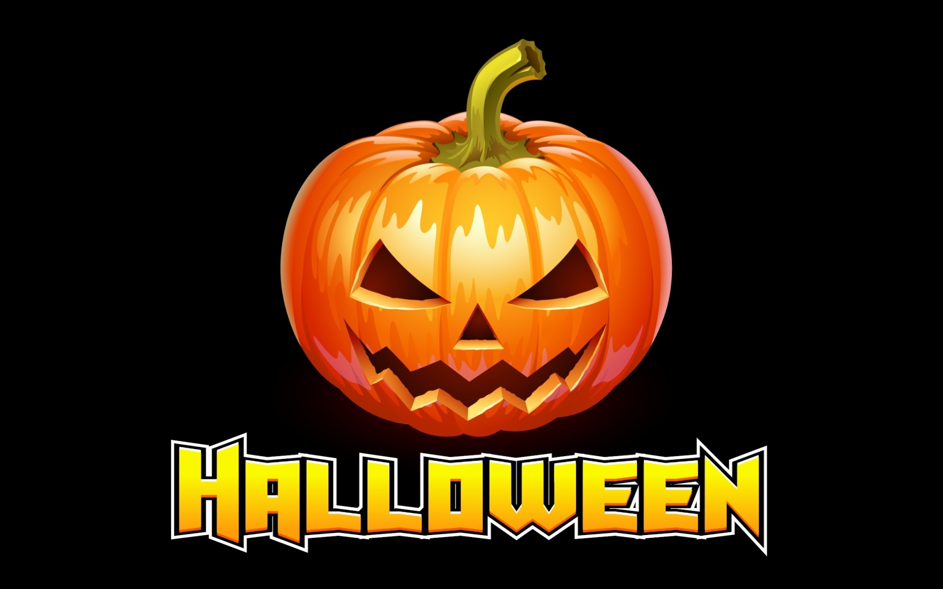 Зловещая тыква на черном фоне на Хэллоуин