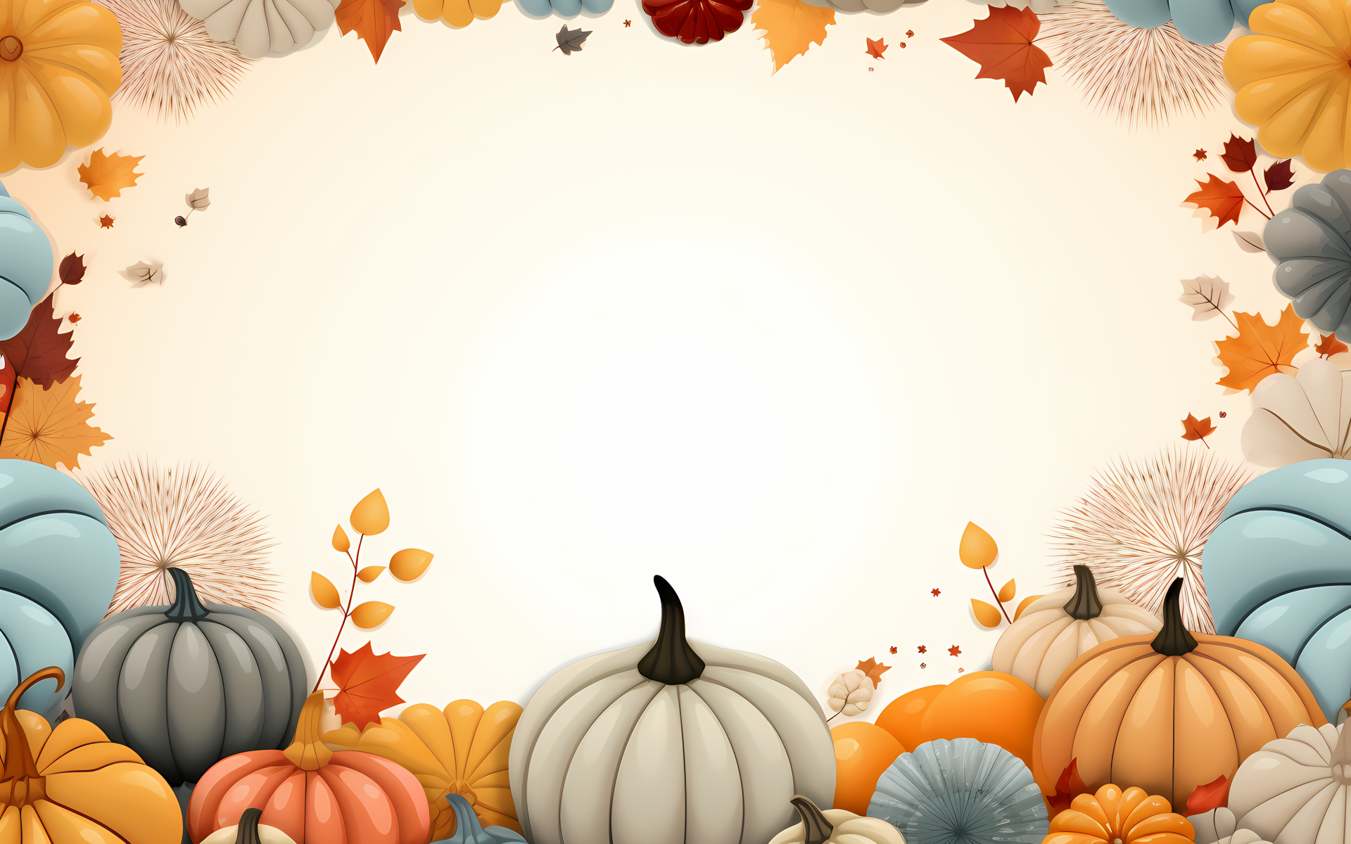 Белый фон с тыквами на Хэллоуин