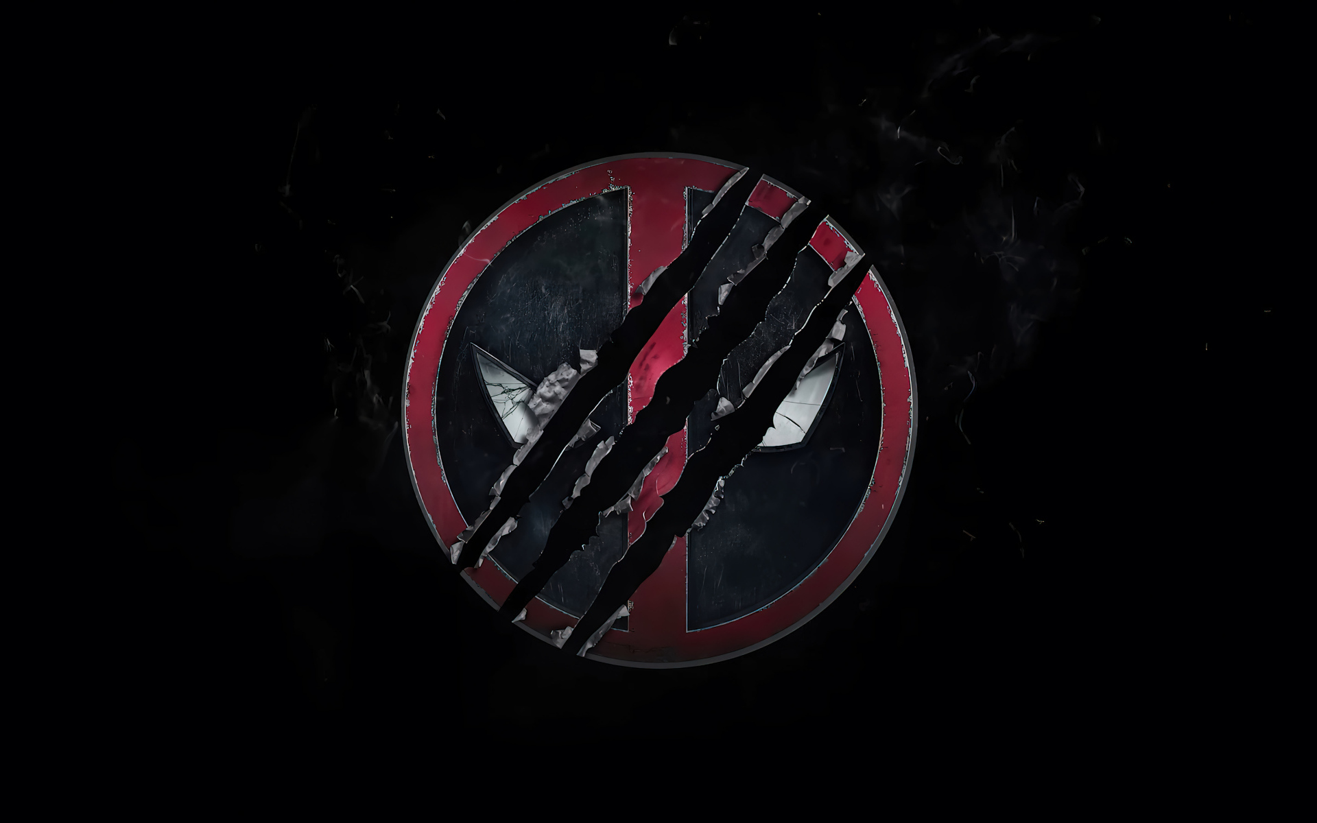 Логотип фильма Дэдпул 3 на черном фоне