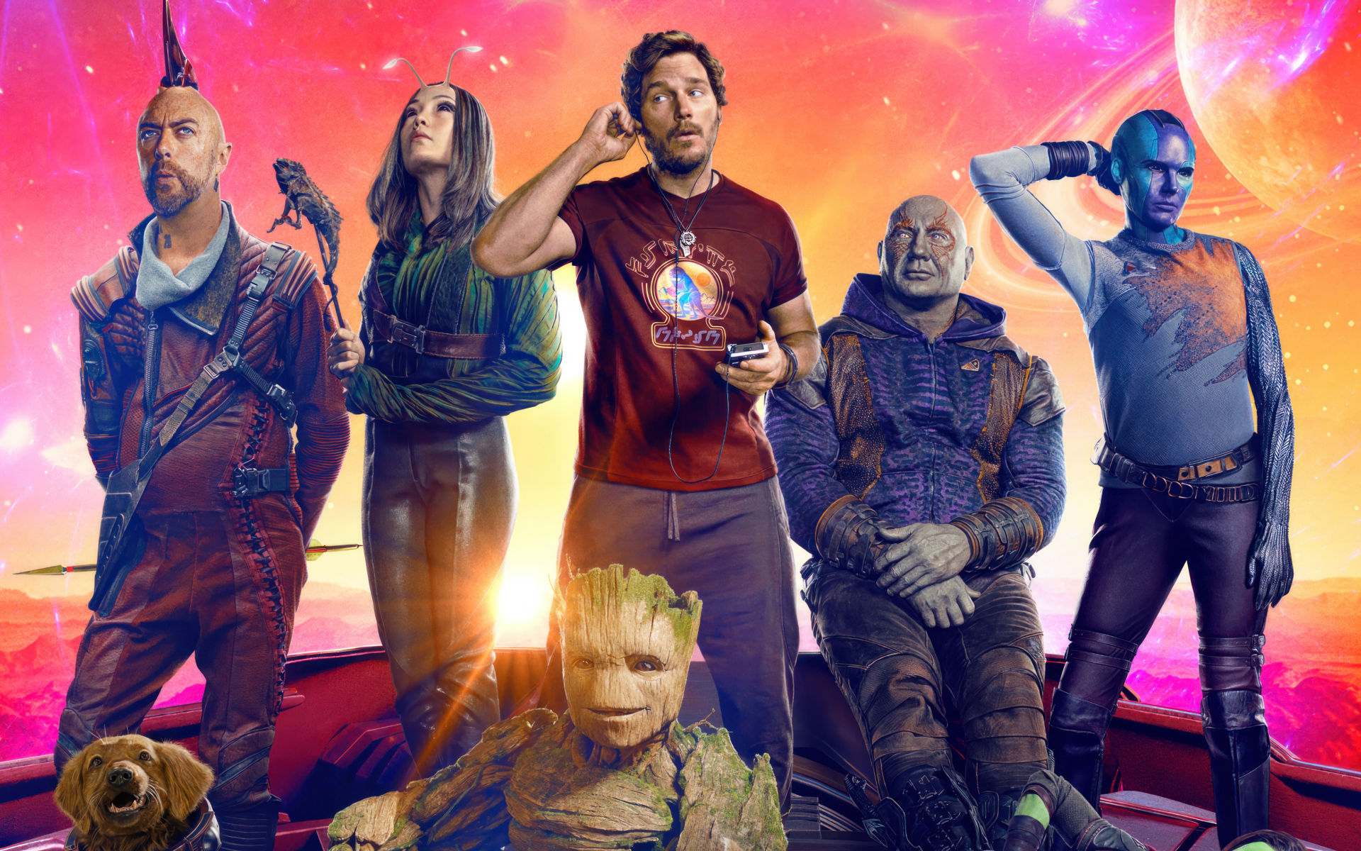 Команда супергероев в фильме Стражи Галактики: Часть 3, 2023