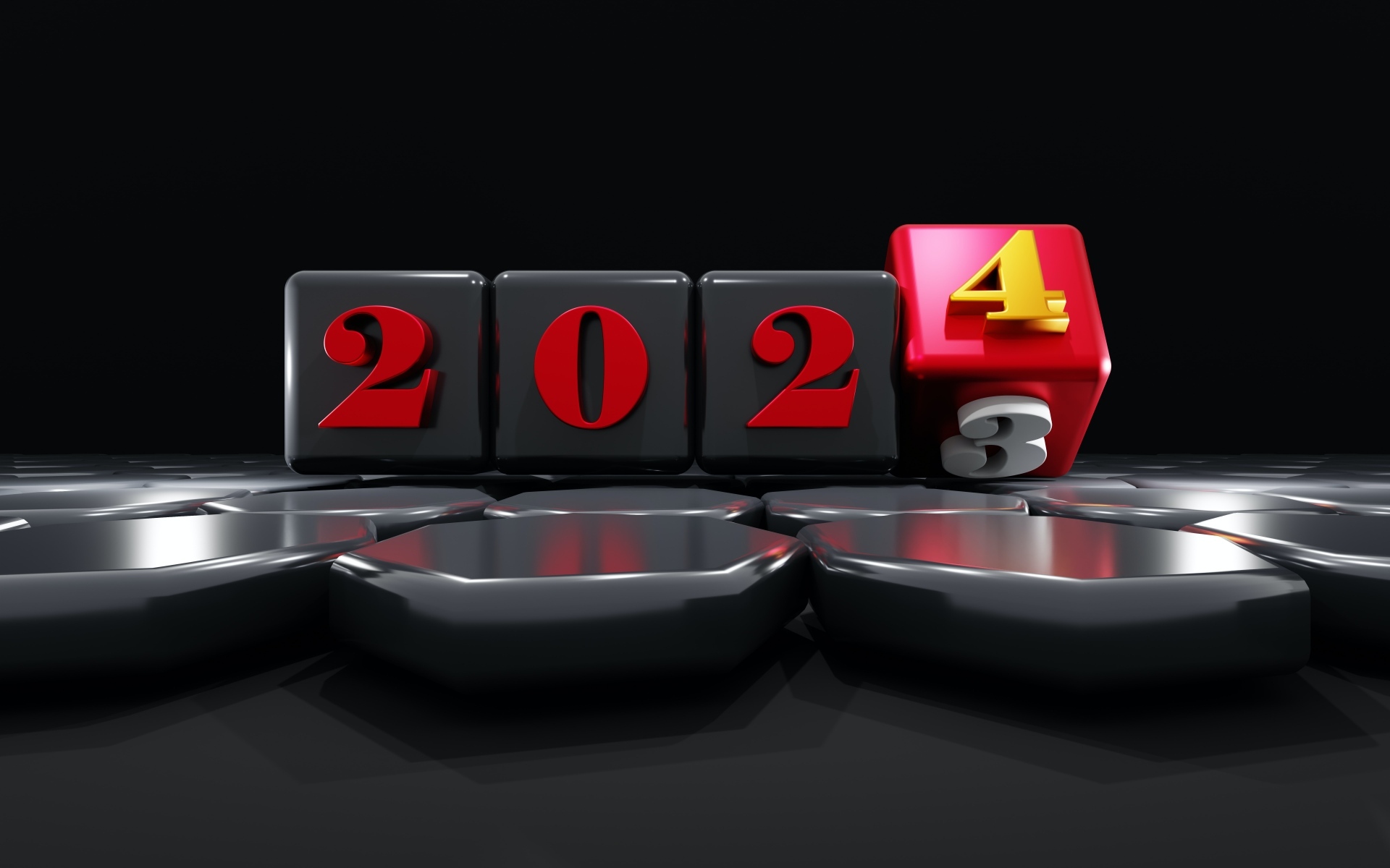 Кубы с цифрами 2024 на черном фоне