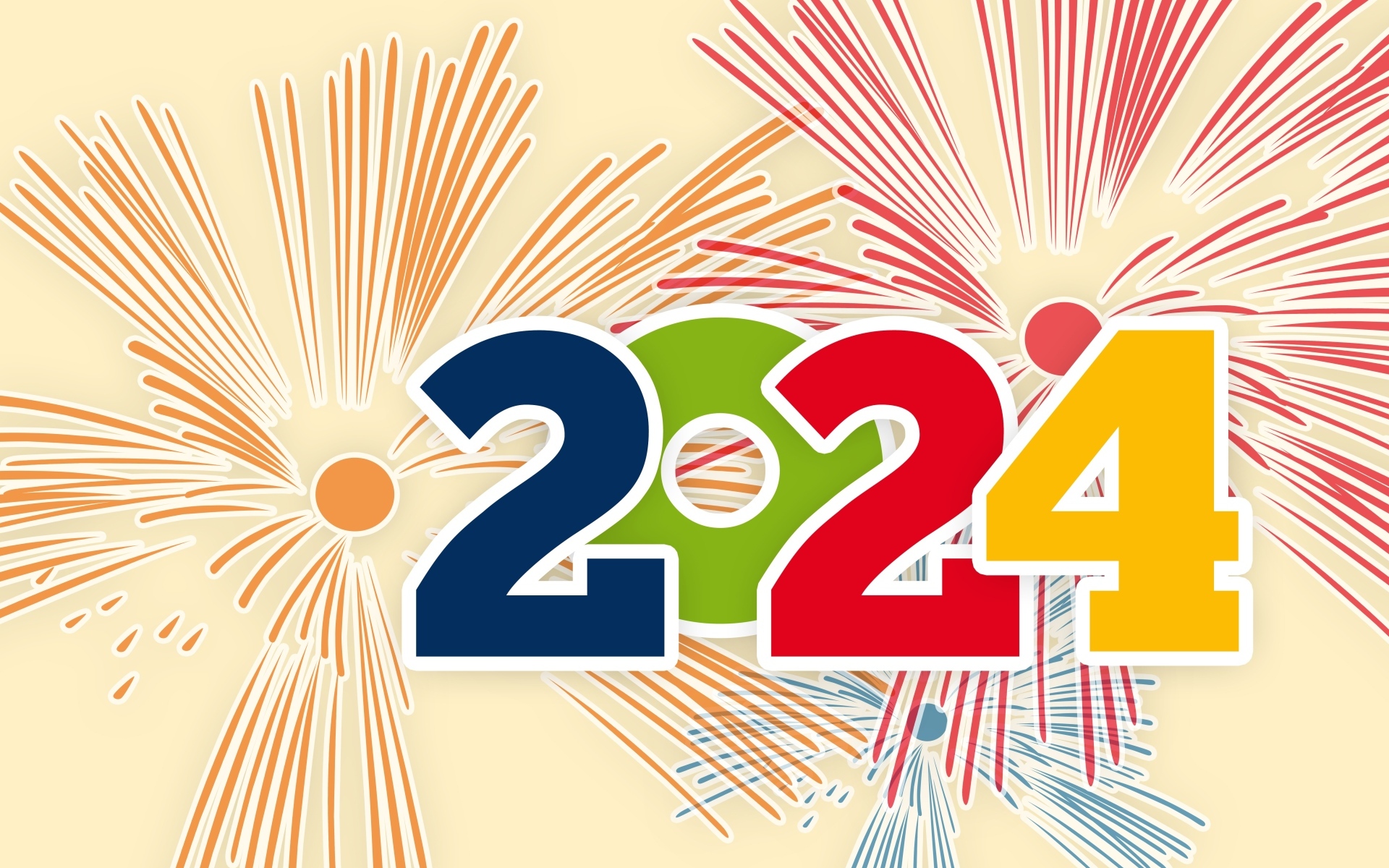 Цифры на фоне салюта на новый год 2024