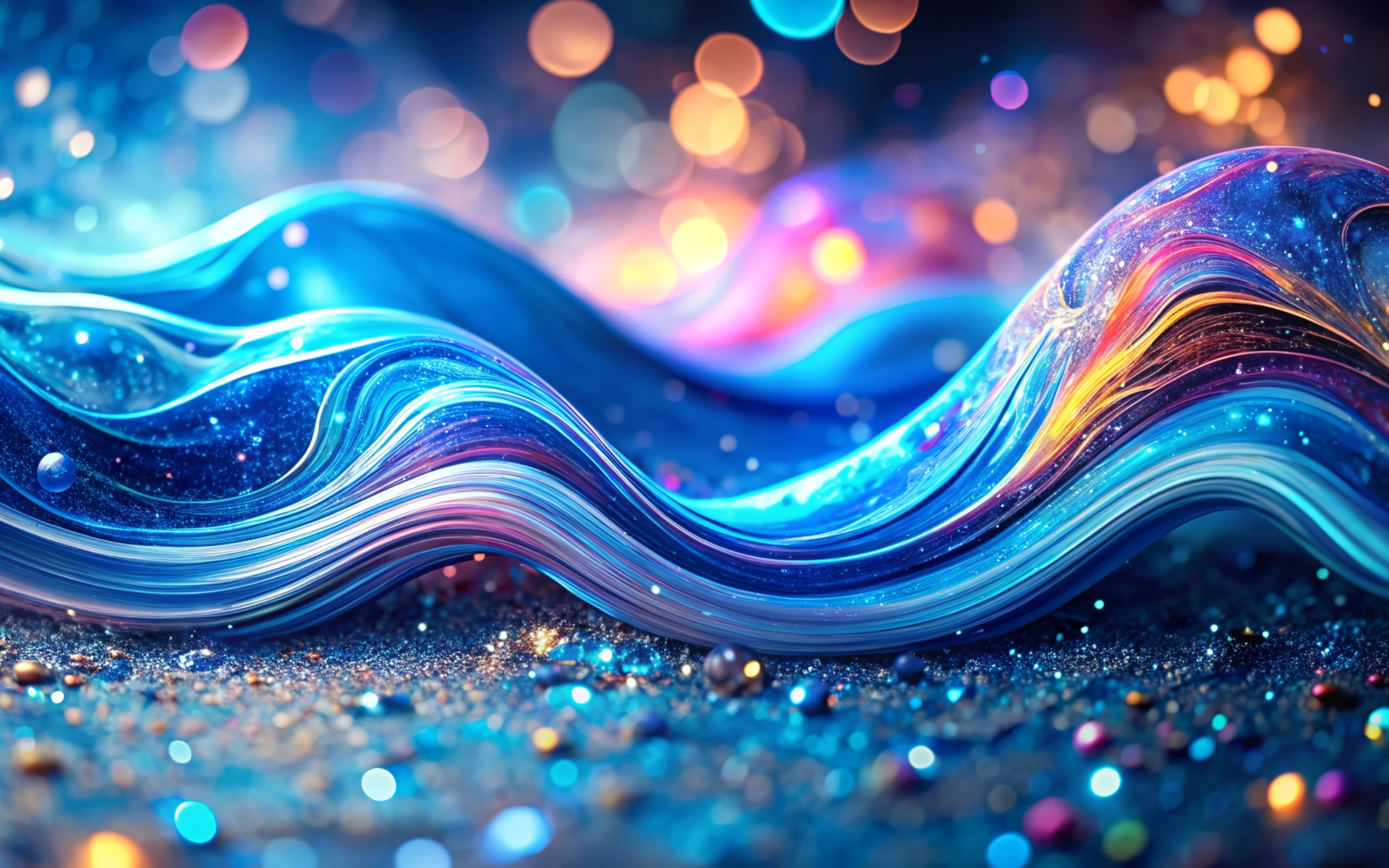 Абстрактная неоновая волна с блестками