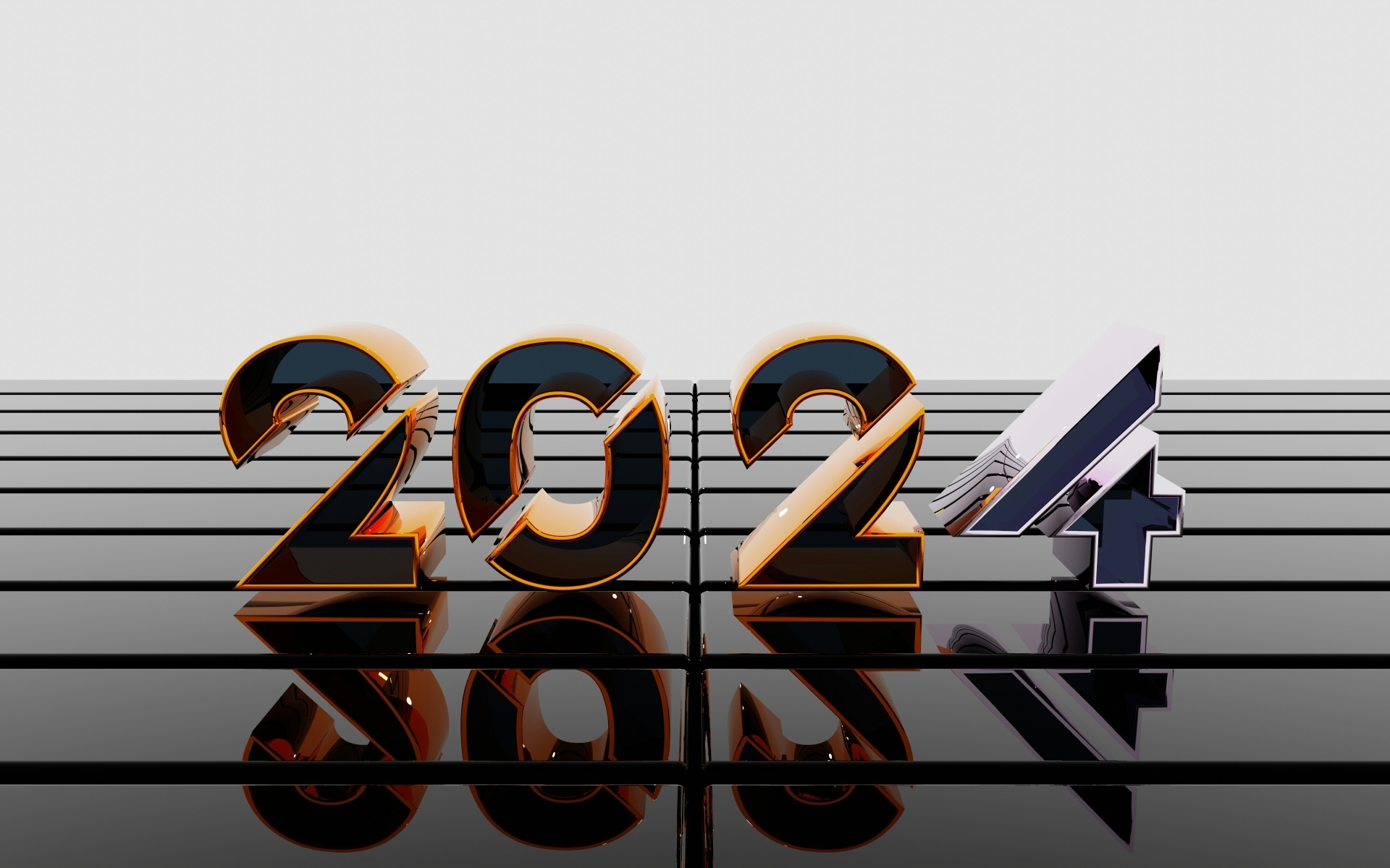 Красивые 3д цифры 2024 на сером фоне