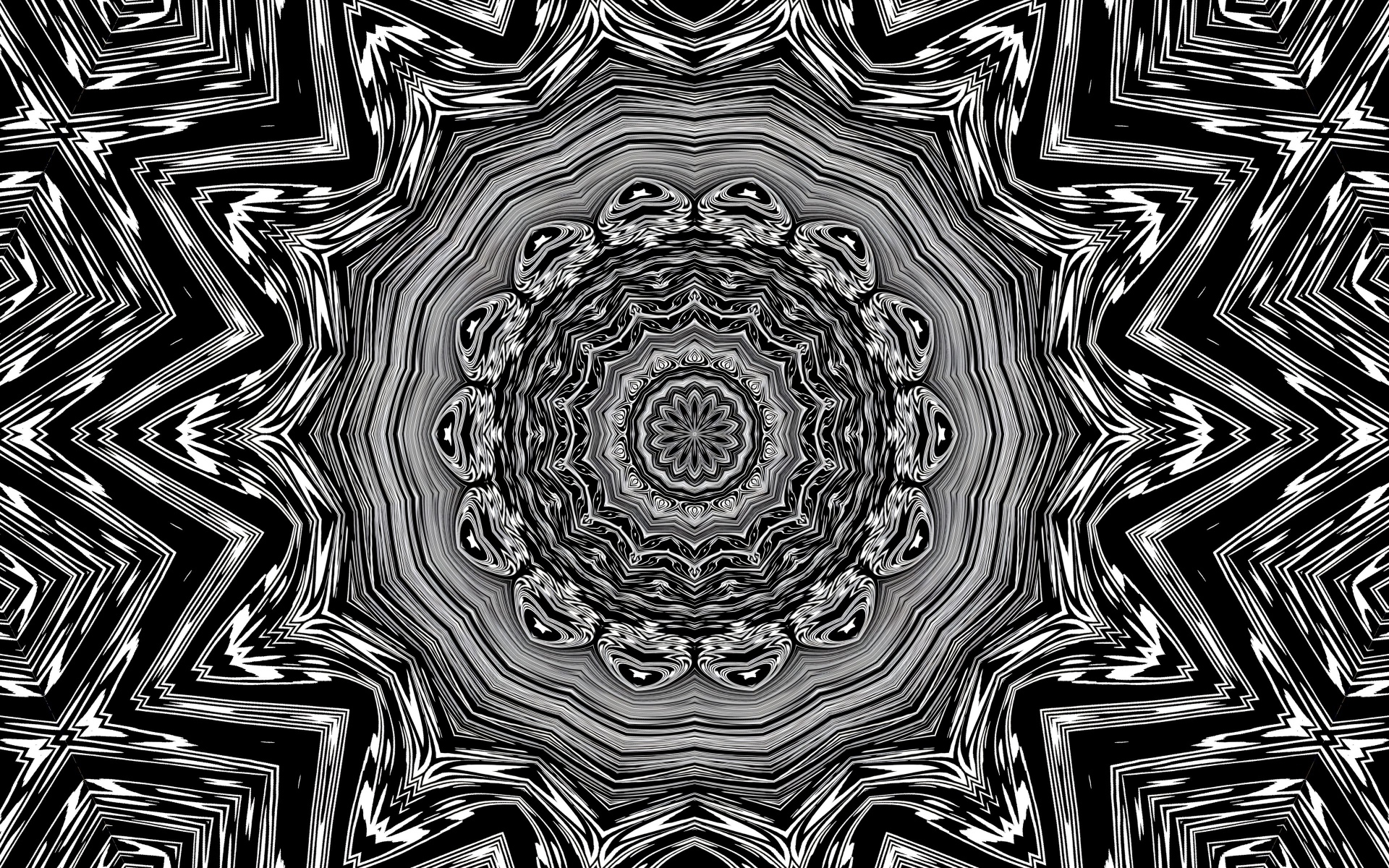 Черно-белый фрактальный узор 