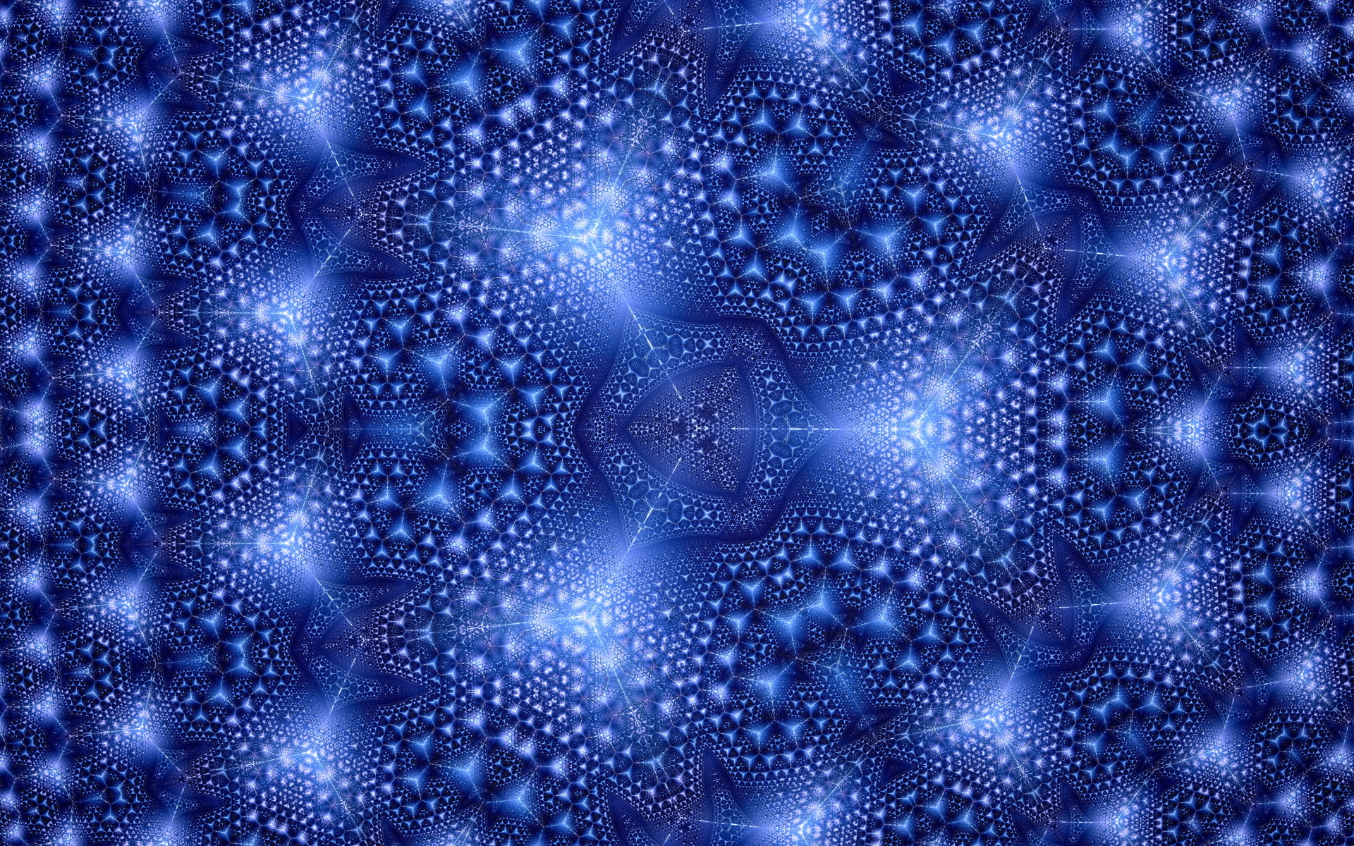 Синий фрактальный рисунок с геометрическими фигурами