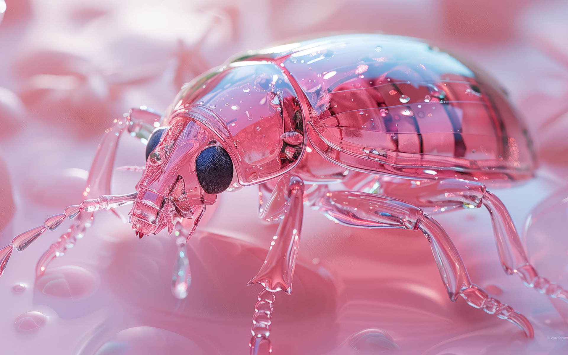 Стеклянный жук на розовом фоне 3д графика