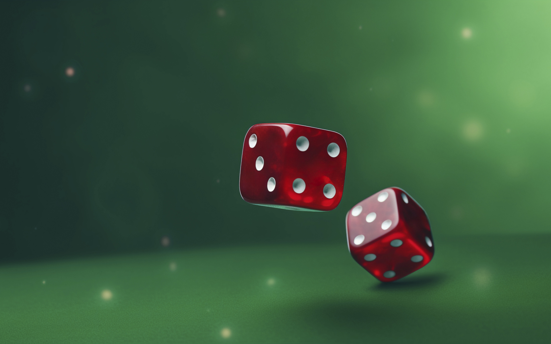 Красные 3д кубики на зеленом фоне