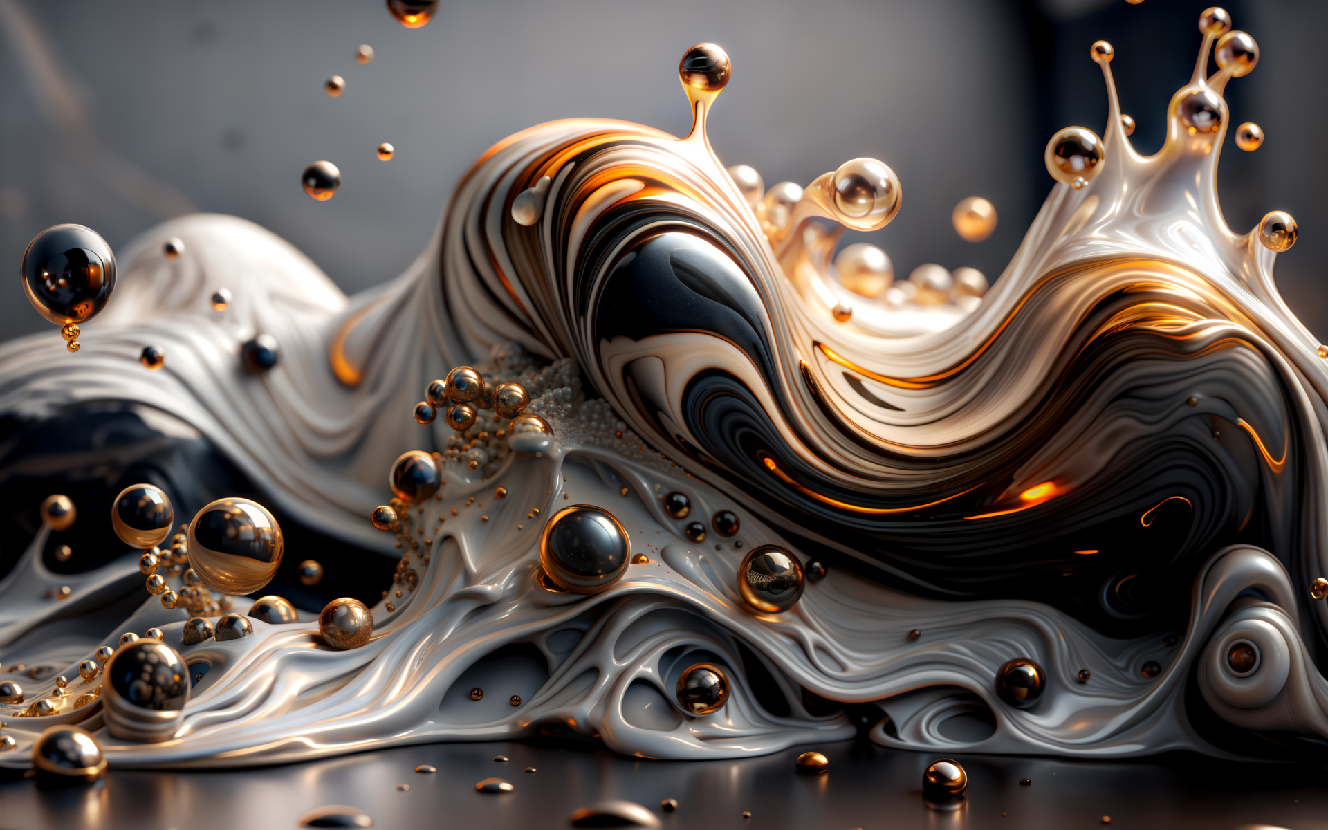 Волна из разноцветной краски с шариками