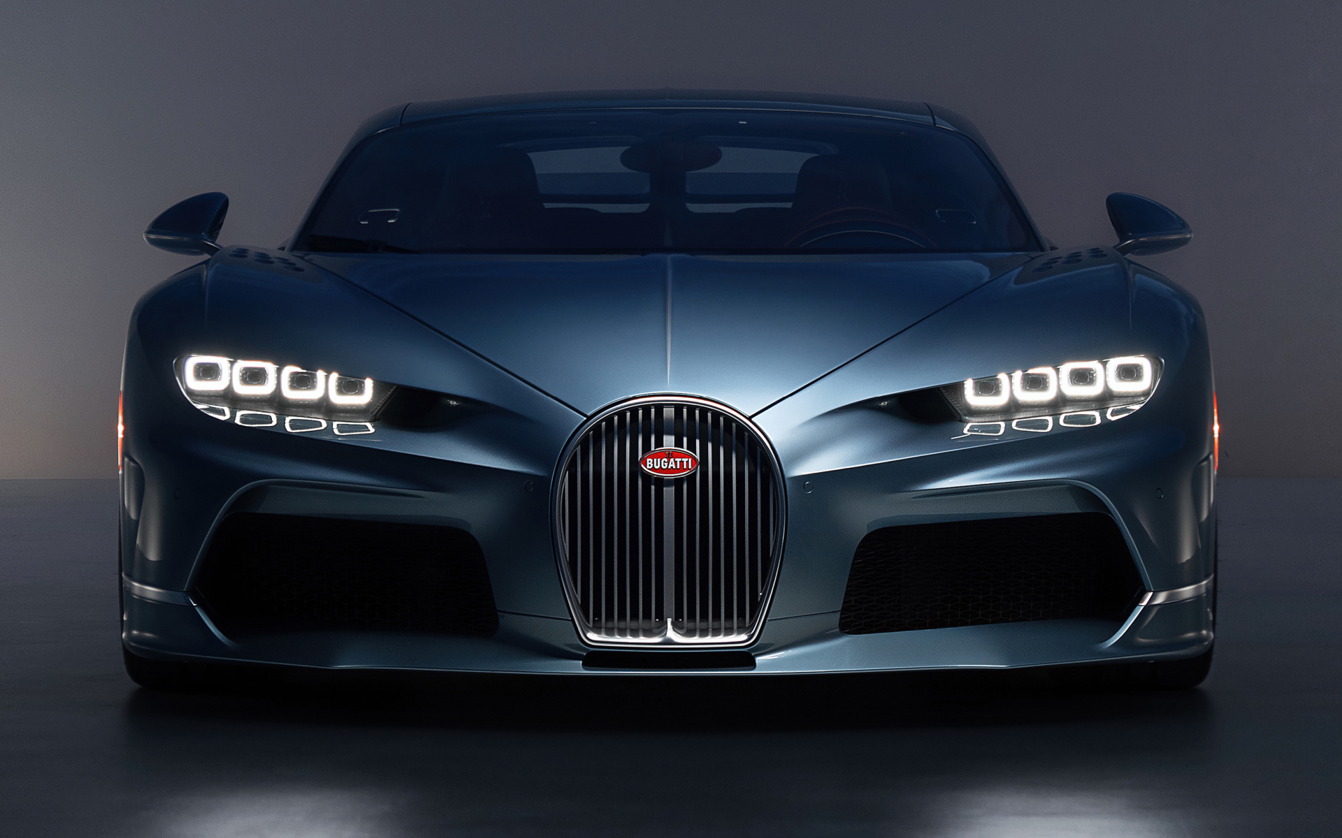 Стильный автомобиль Bugatti Chiron Super Sport 57 One Of One вид спереди