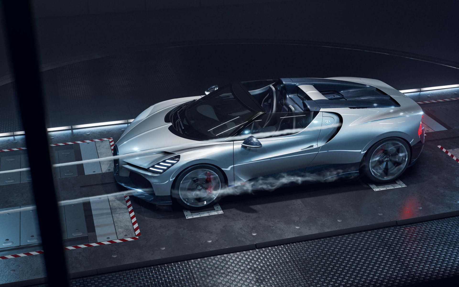 Вид сверху на автомобиль Bugatti W16 Mistral Roadster