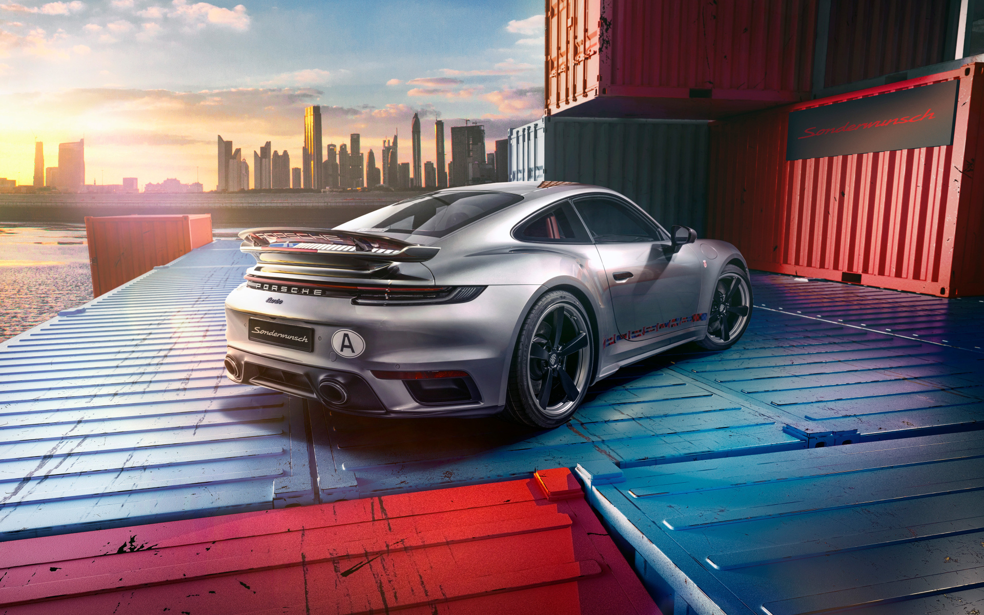 Вид сзади на автомобиль Porsche 911 Turbo Remastered By Sonderwunsch