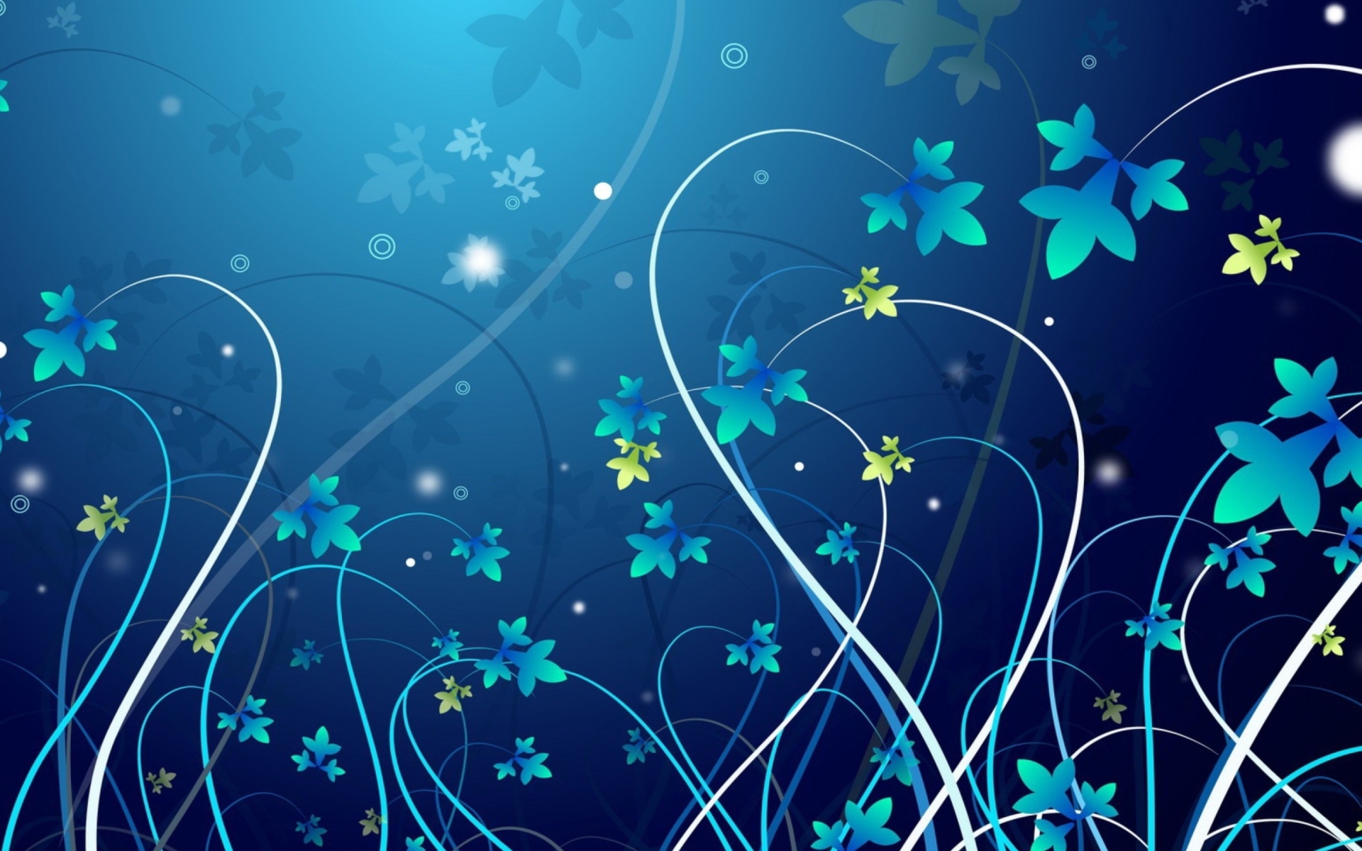 Красивый синий фон с узорными ветками с листьями