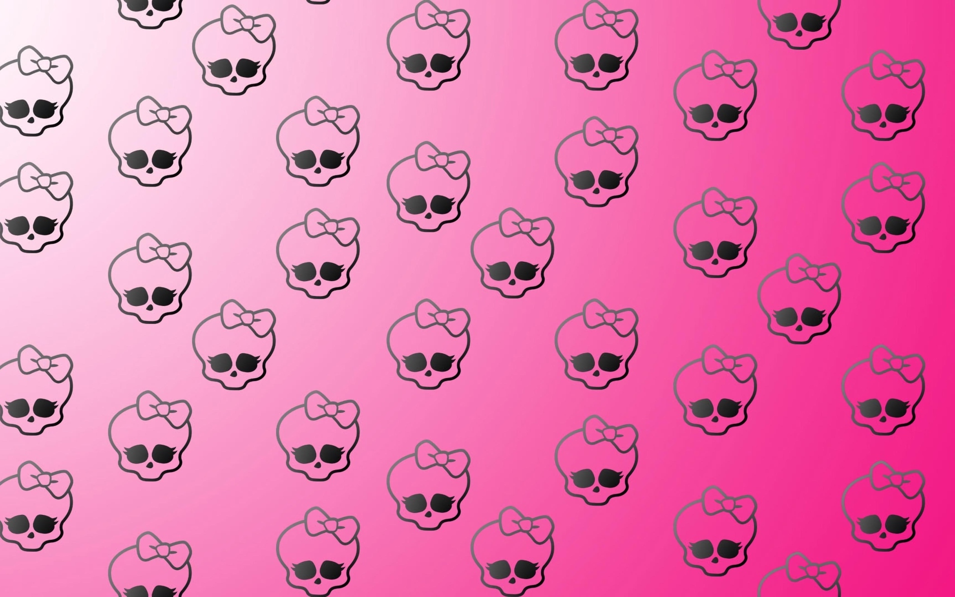 Черепа с бантами на розовом фоне