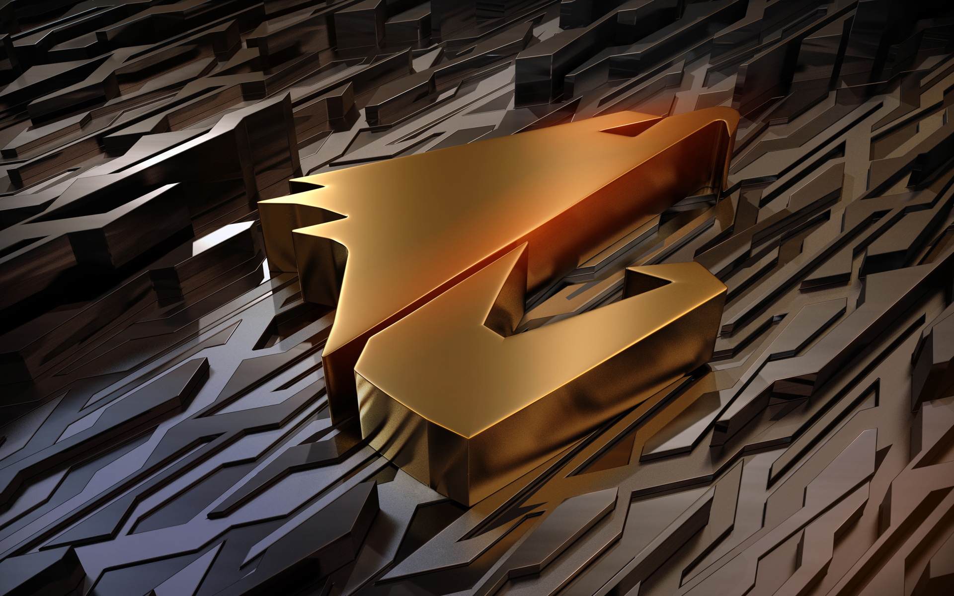 Золотой логотип компании aorus gigabyte