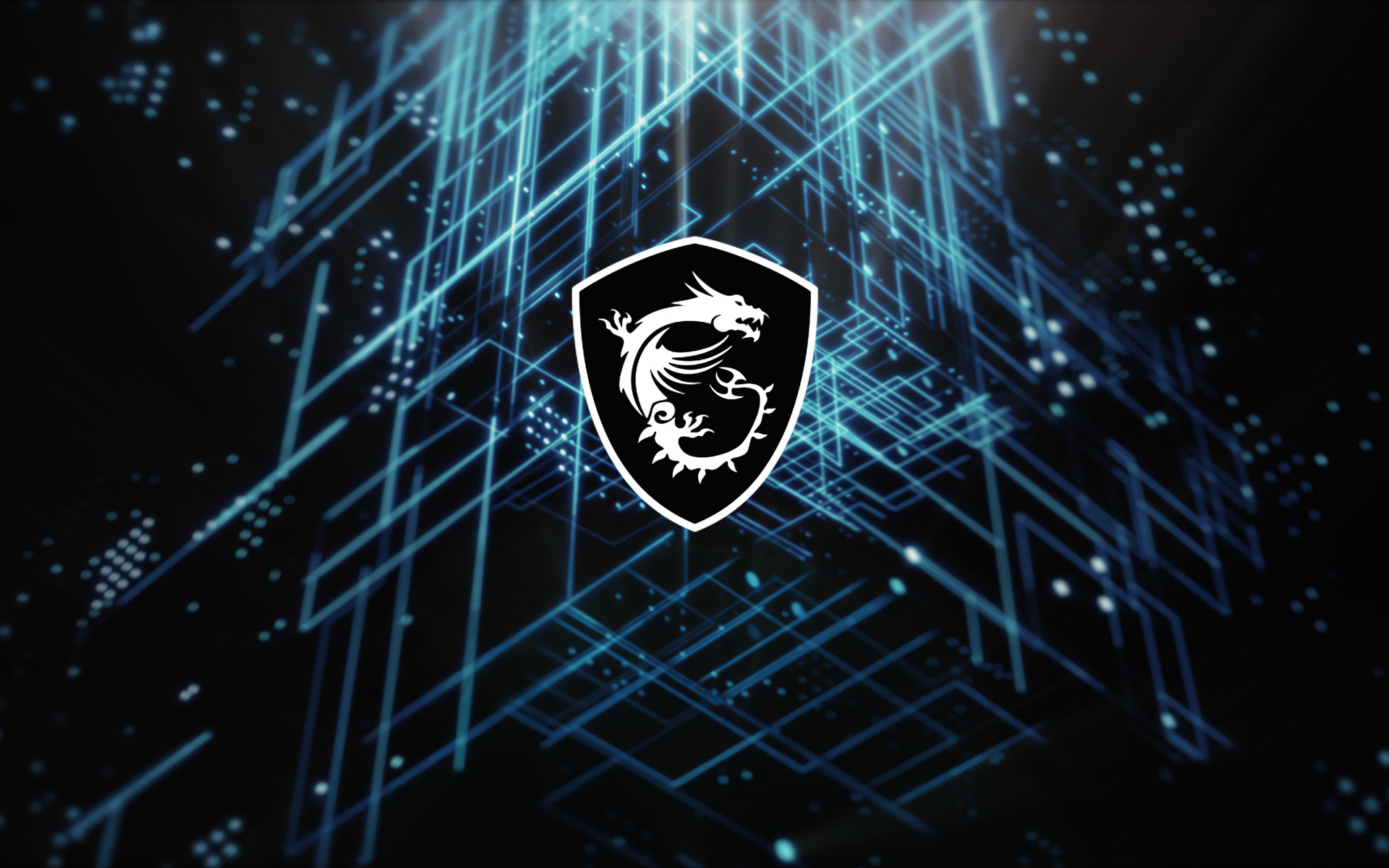 Логотип msi на неоновом фоне с линиями