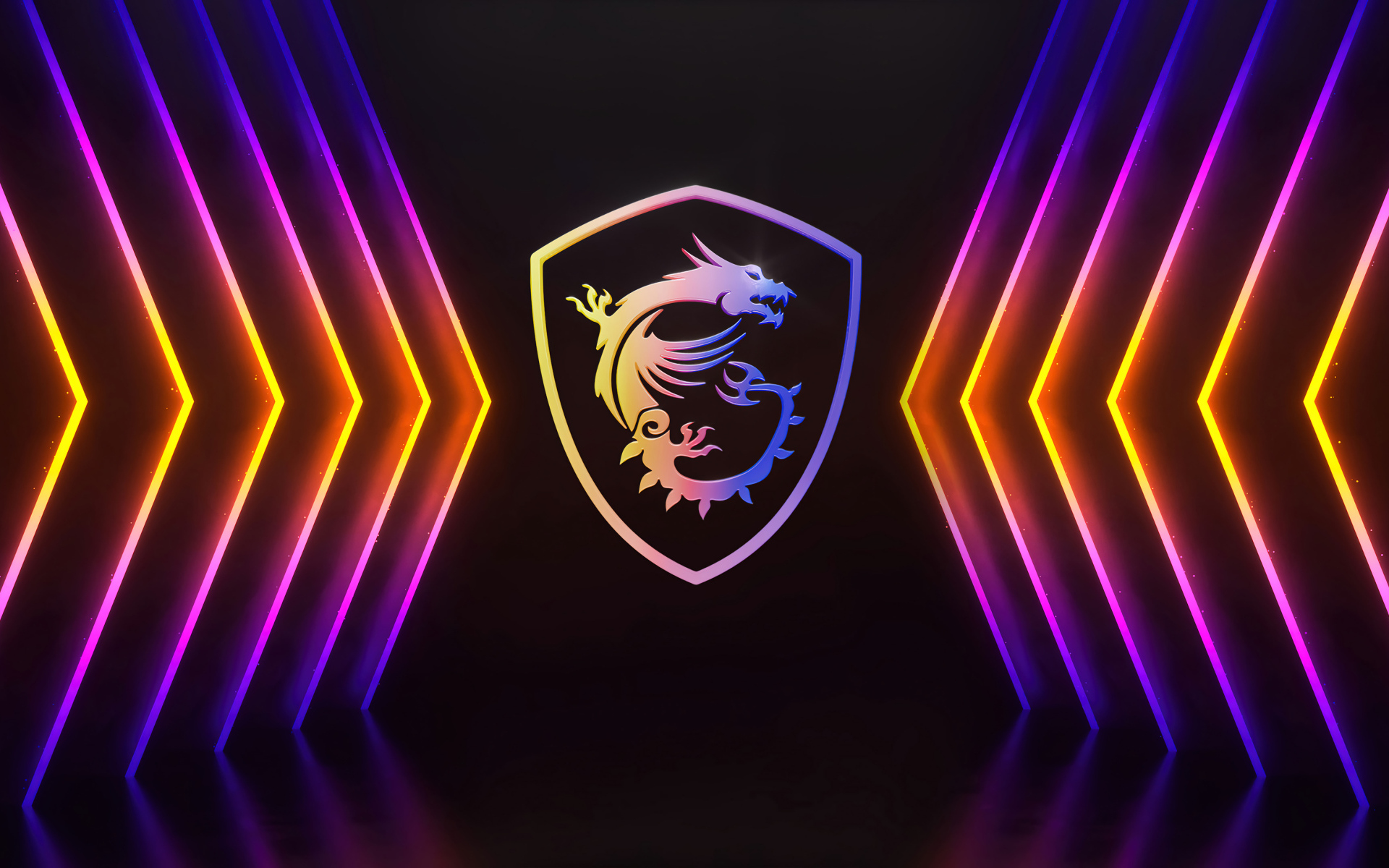 Разноцветные неоновые указатели для логотипа msi