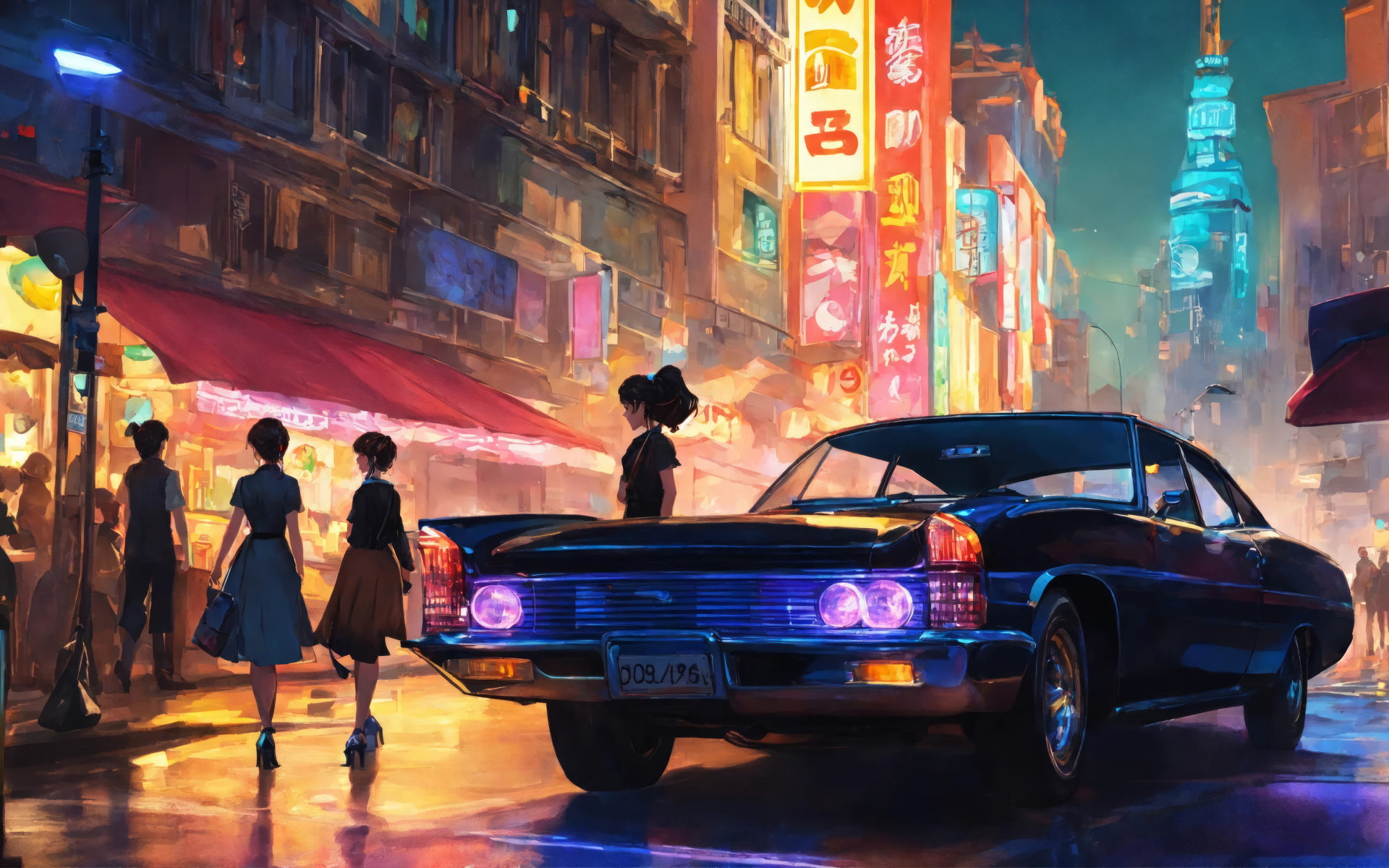 Черный автомобиль на улице в Китае