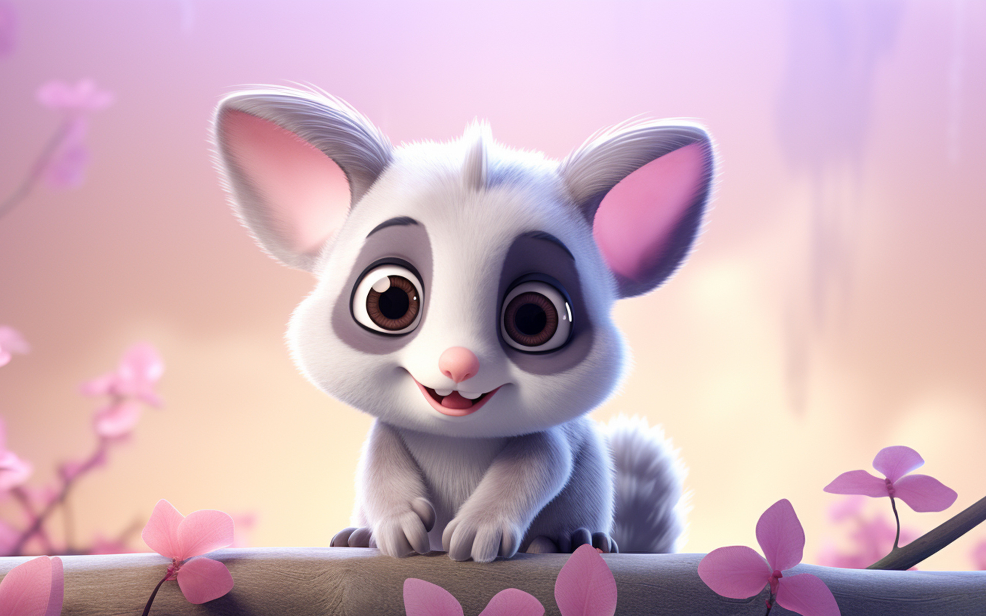 Маленький серый нарисованный опоссум