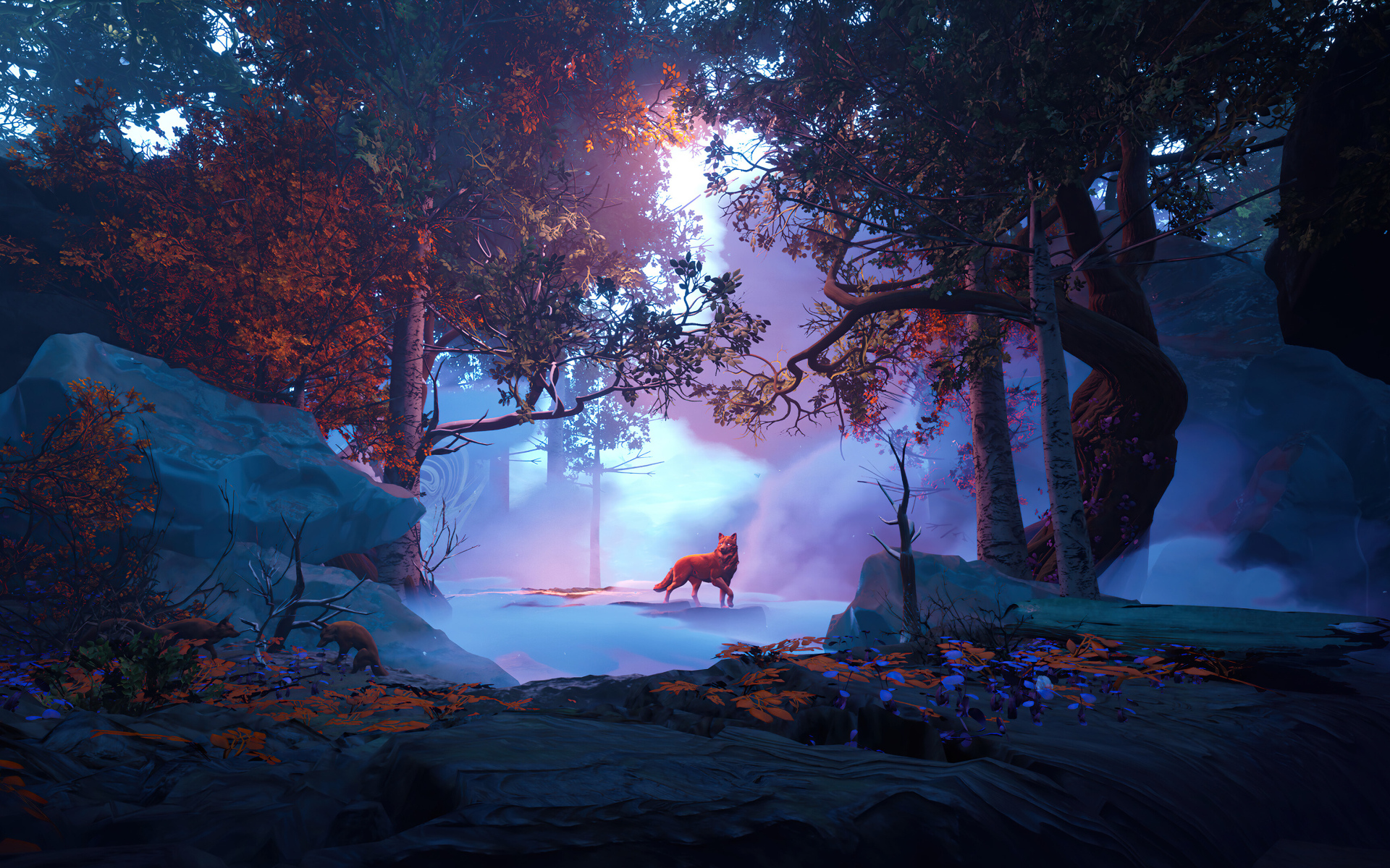 Животные в фантастическом лесу 