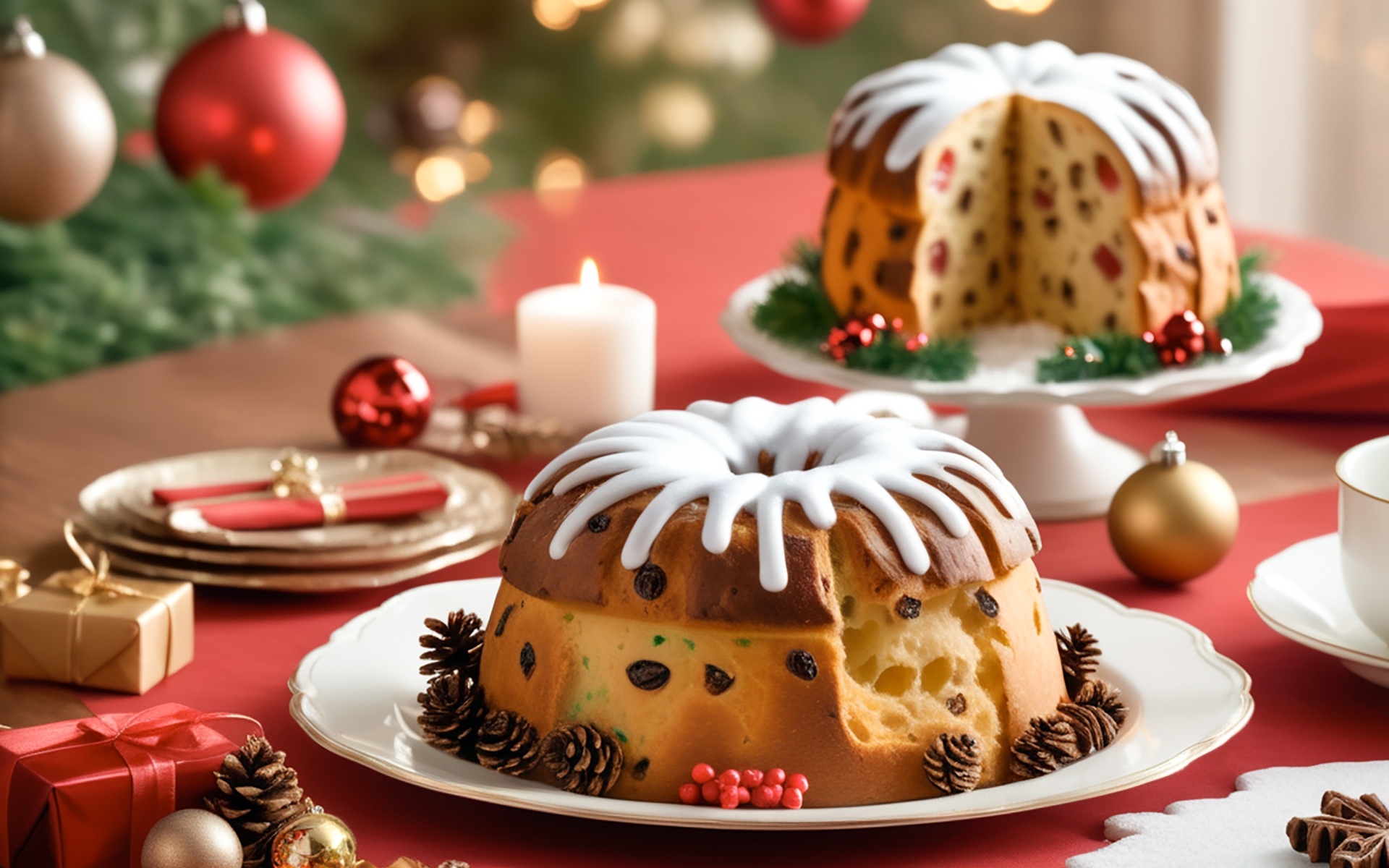 Праздничный кекс с глазурью на столе