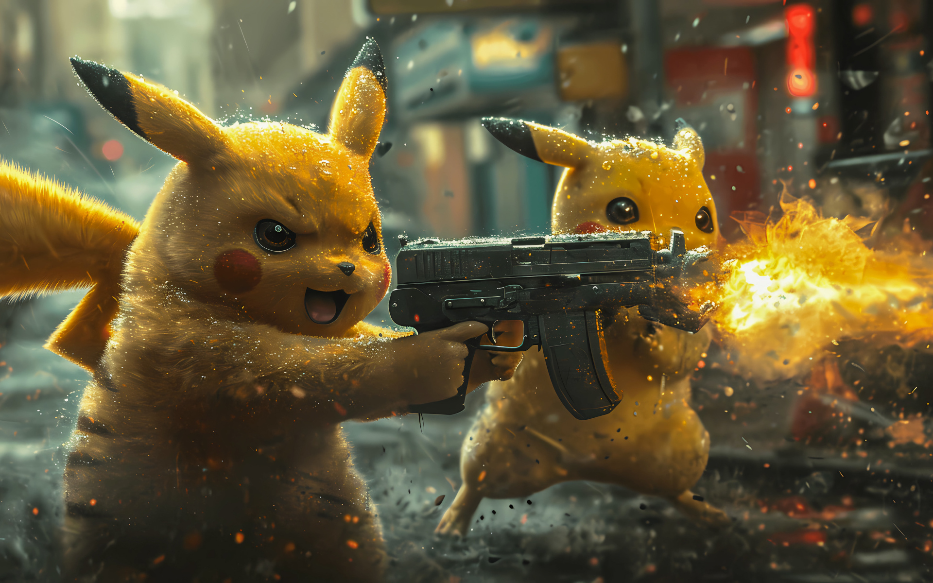 Покемоны Пикачу с автоматами