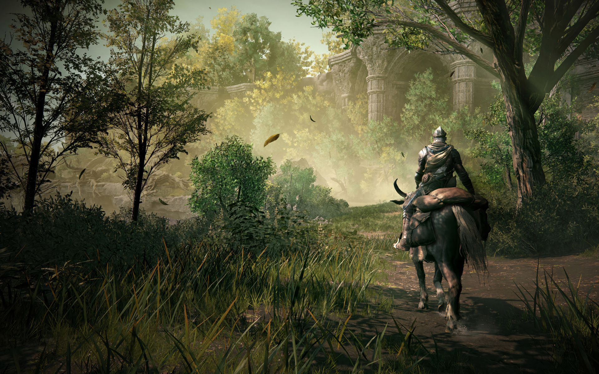 Рыцарь на коне, кадр компьютерной игры Elden Ring: Shadow of the Erdtree