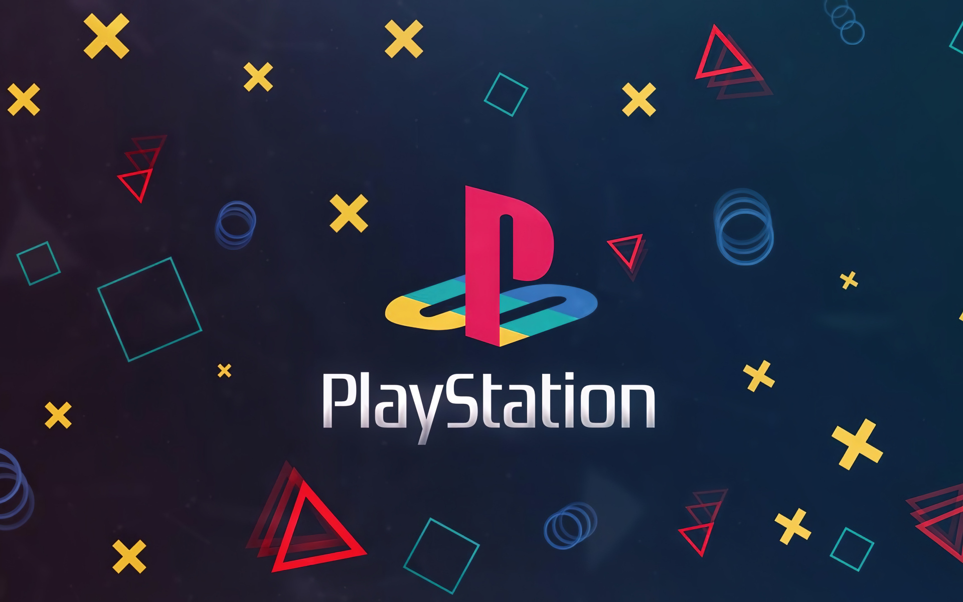 Логотип playstation с символами на черном фоне