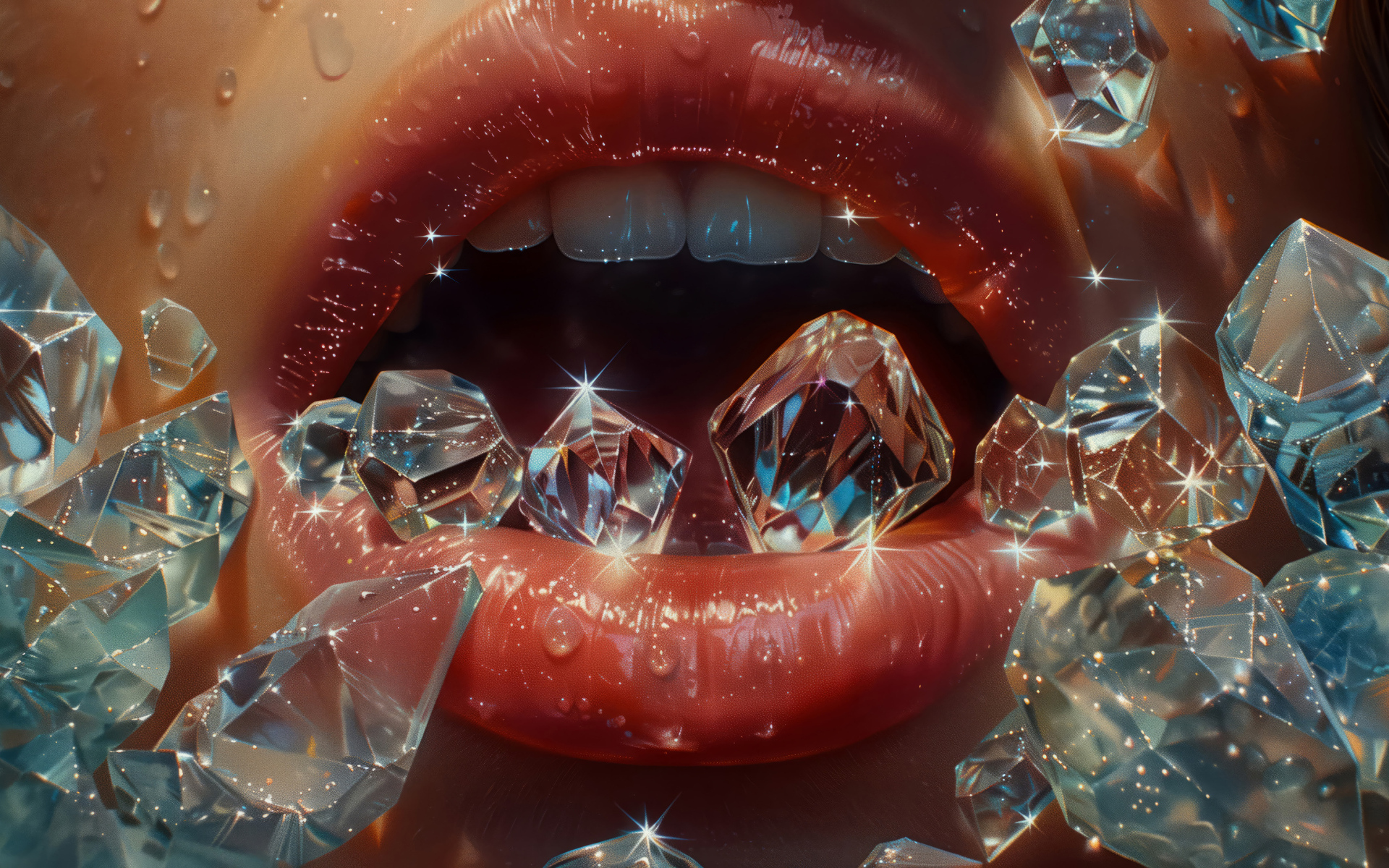 Женские губы с бриллиантами