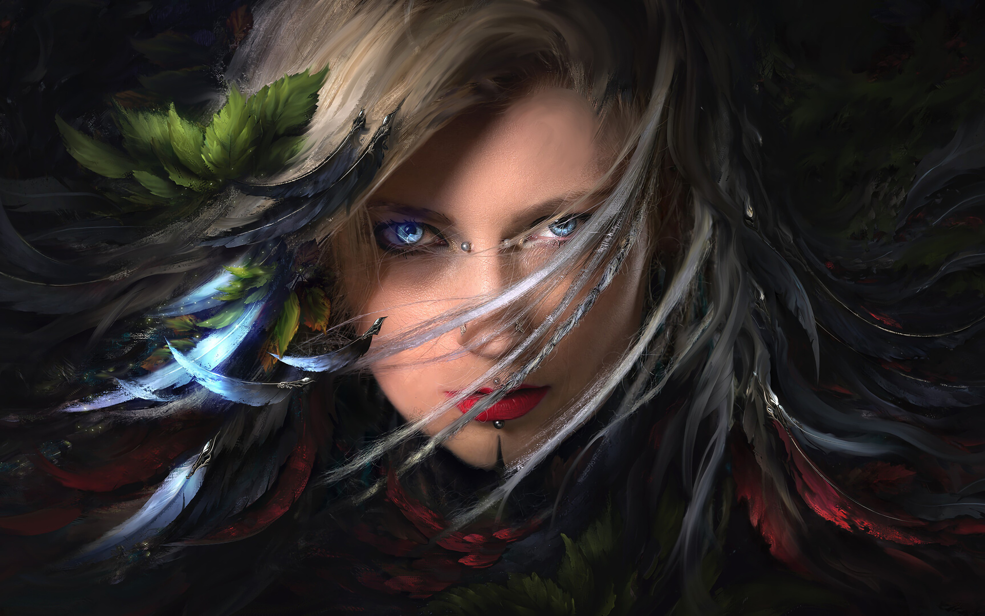 Красивая девушка со светящимися голубыми глазами