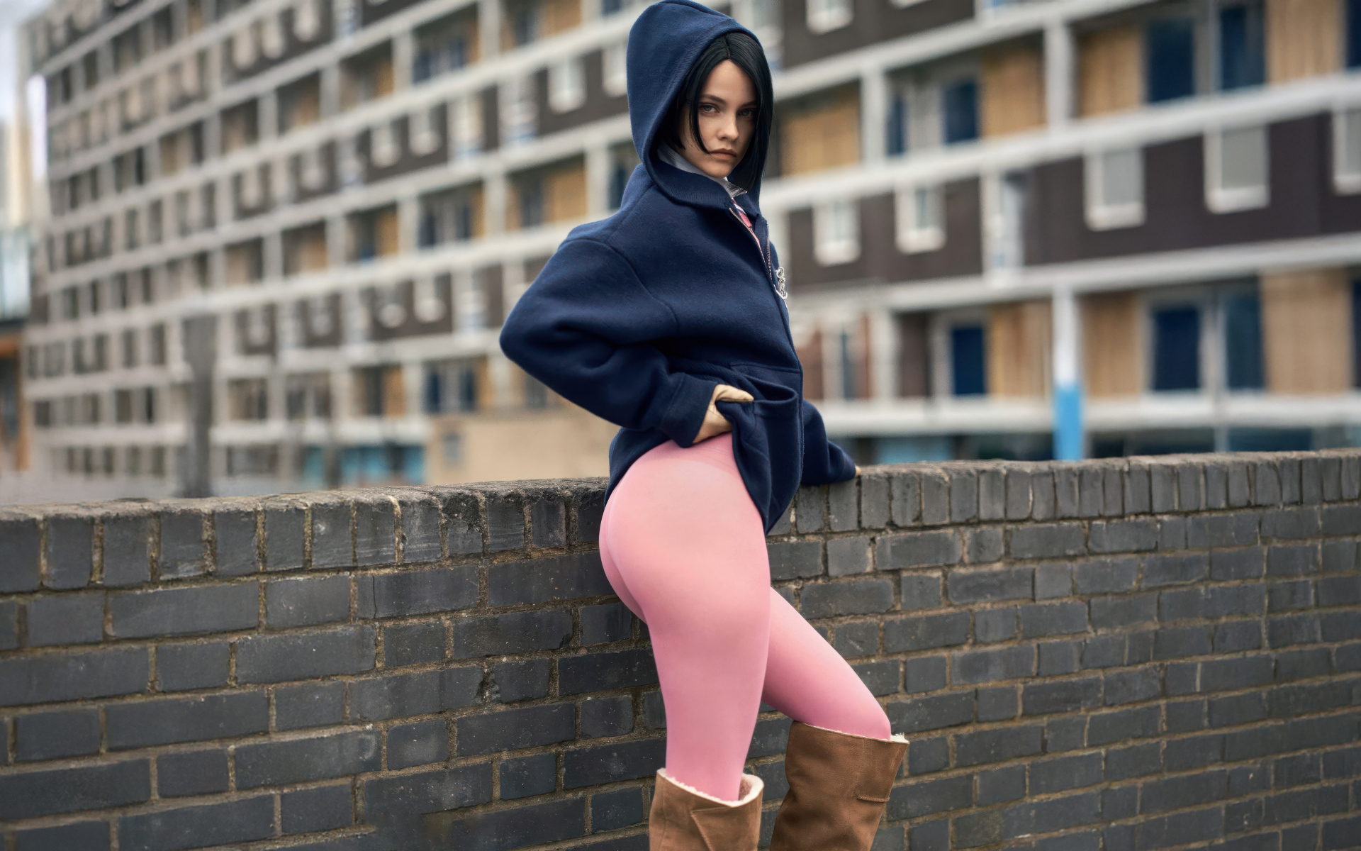 Модель Барбара Палвин в розовых лосинах