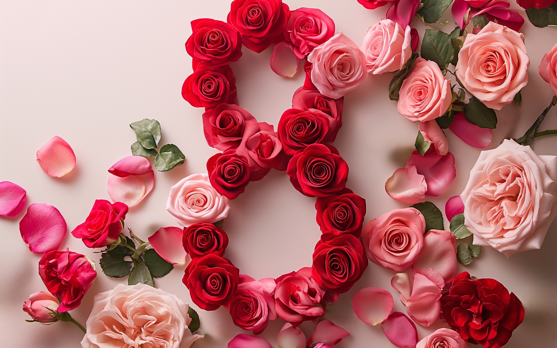 Цифра 8 из роз на праздник для любимой