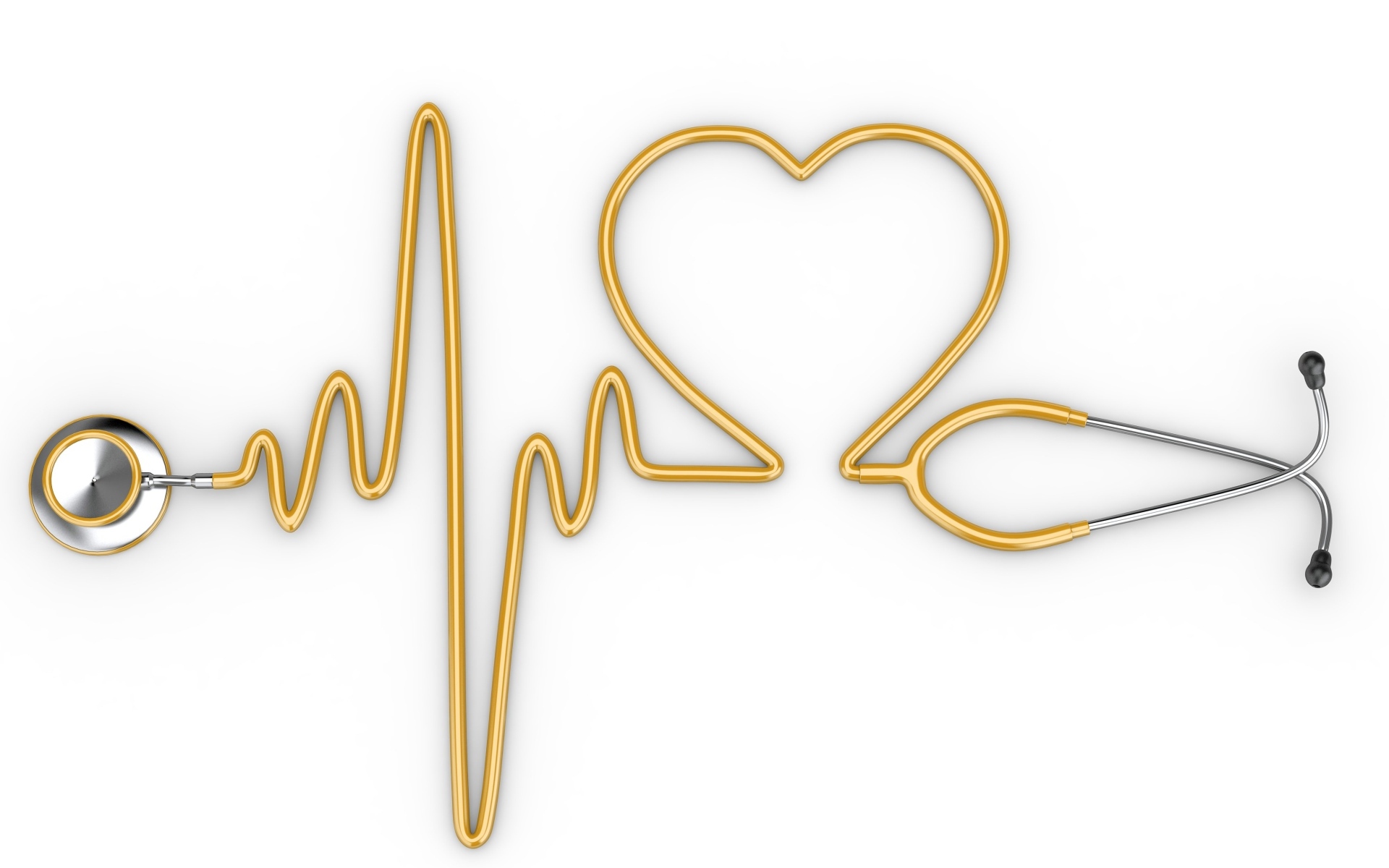 Кардиограмма со стетоскопа на белом фоне