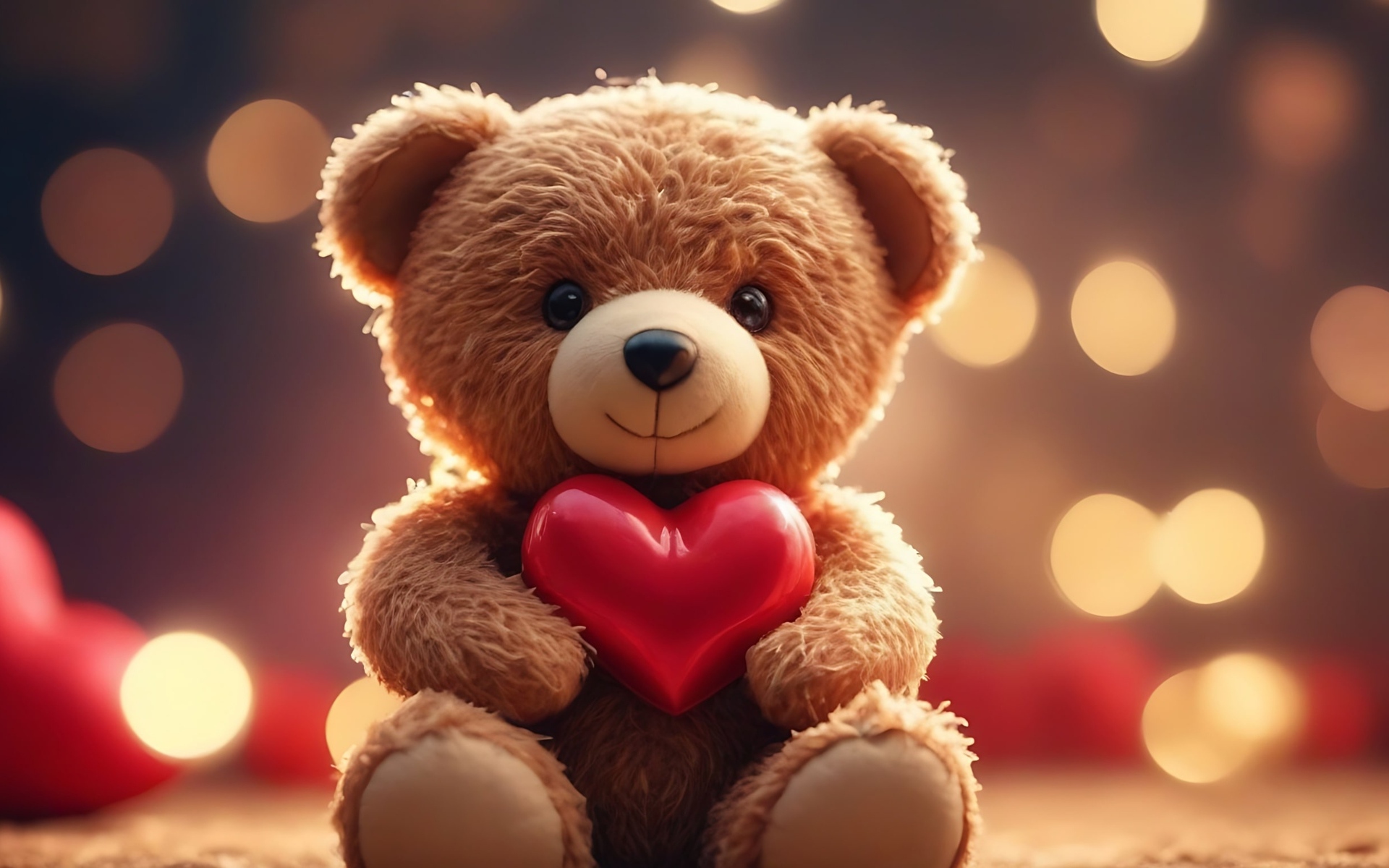Милый игрушечный медвежонок с красным сердцем