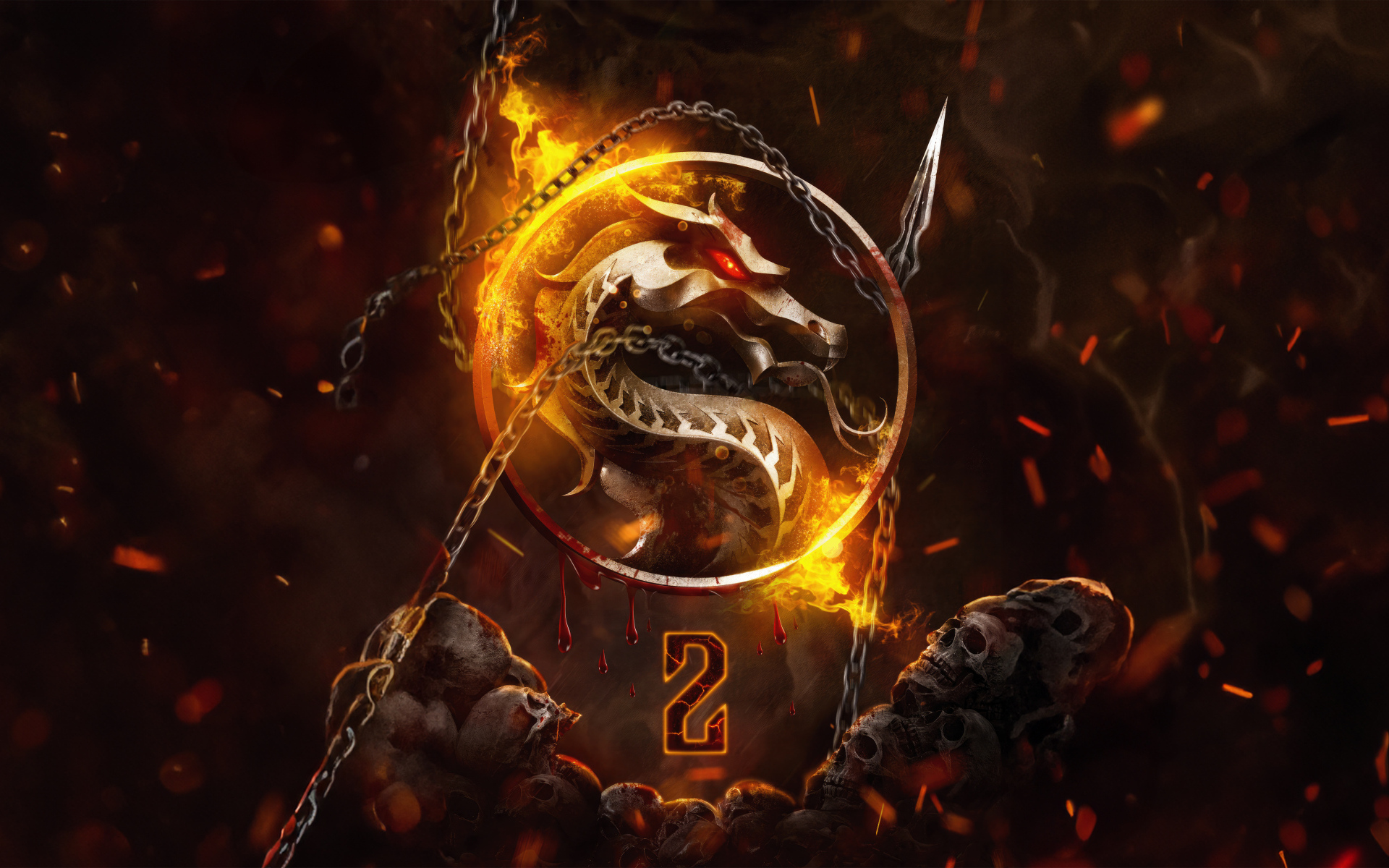 Огненный постер нового фильма Мортал Комбат 2, 2024