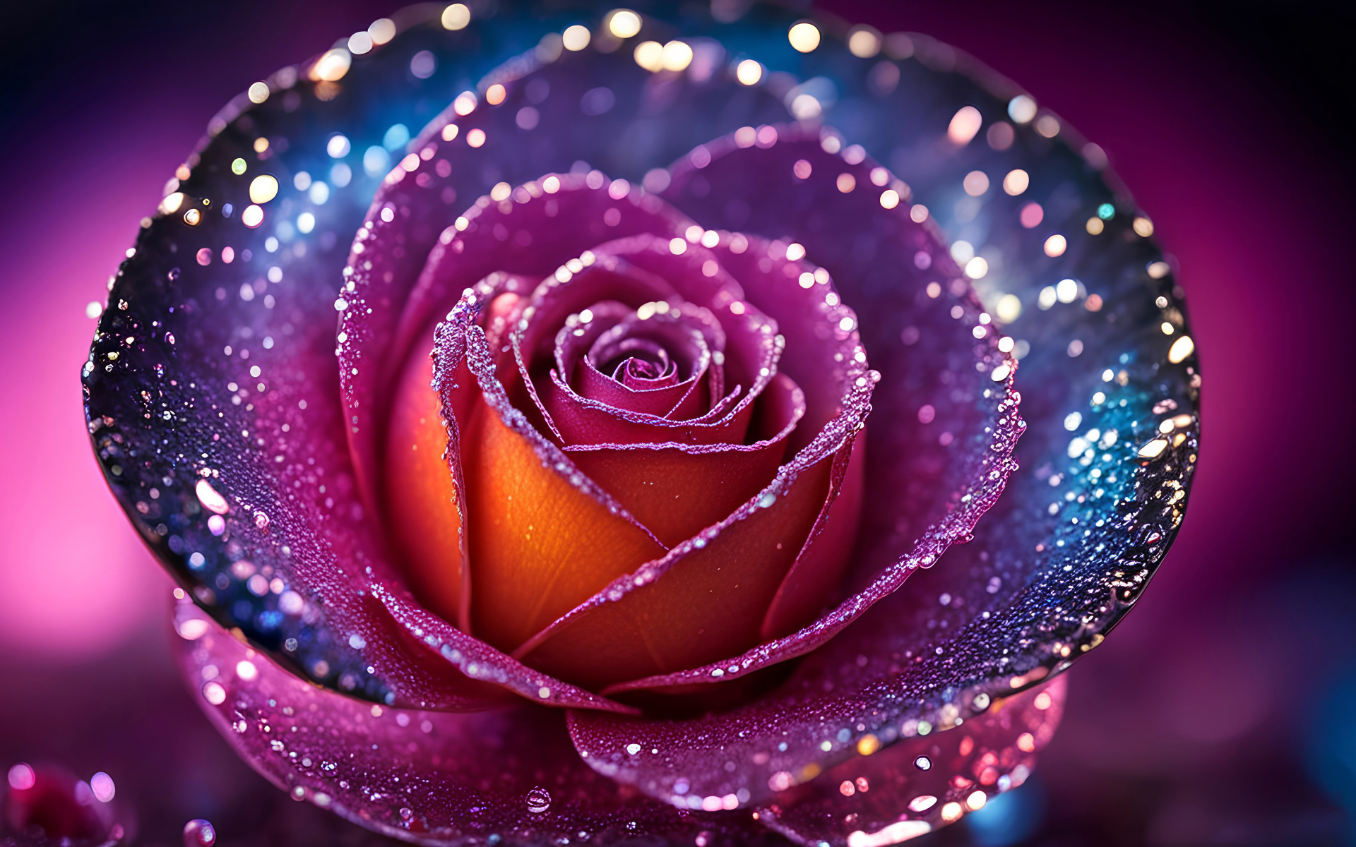 Необычная фантастическая роза с блестками