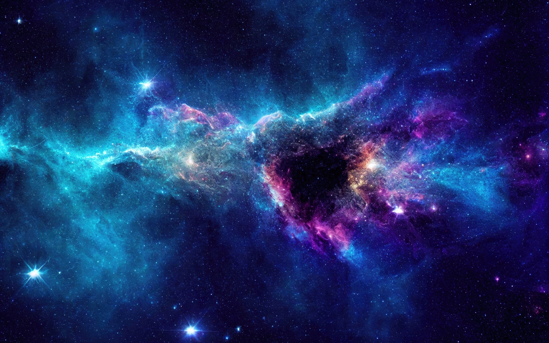 Яркая космическая туманность со звездами