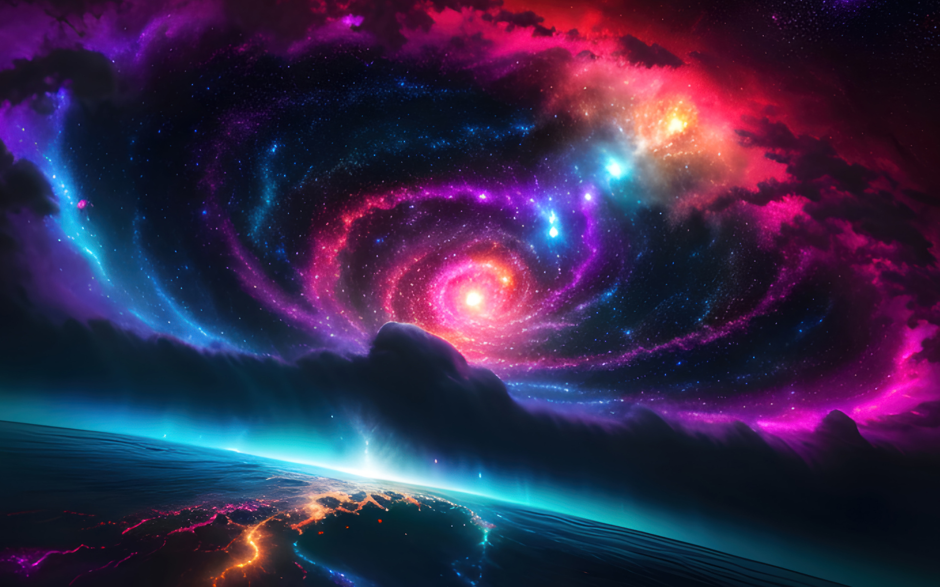 Фантастическая разноцветная спираль в космосе